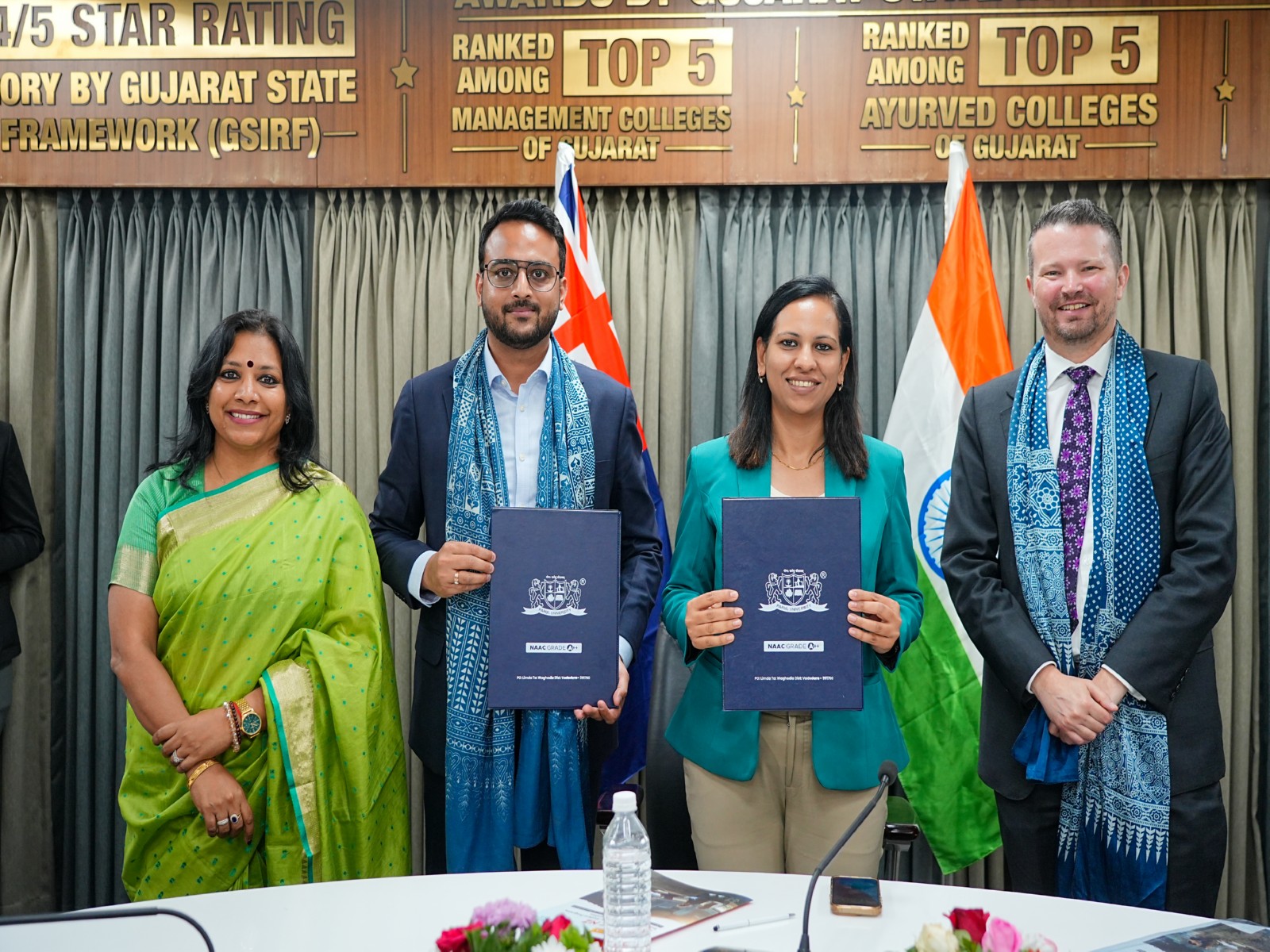 Preeti Nair, Kshitij Garg, Dr Geetika Nair and H.E. Matthew Ayers launch INSPIRE NZ – New Zealand Centre of Excellence at Parul University