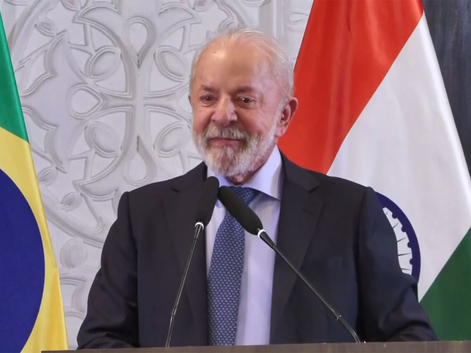 Brazilian President Luiz Inácio Lula da Silva addresses the India-Brazil Economic Forum in New Delhi during his visit to India. (Photo/ANI)