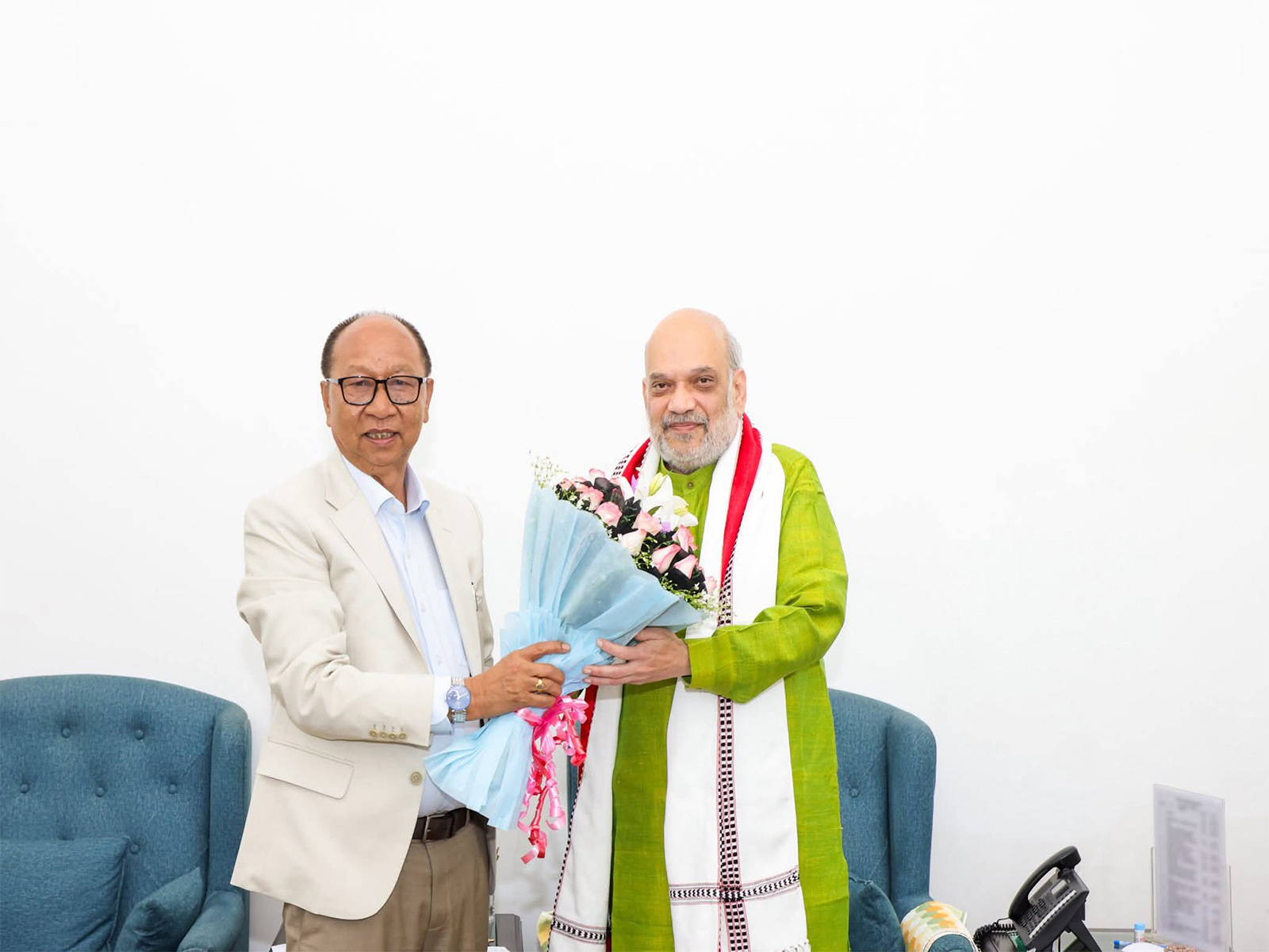 Manipur CM Yumnam Khemchand Singh with Union Minister Amit Shah (Photo/@YKhemchandSingh)