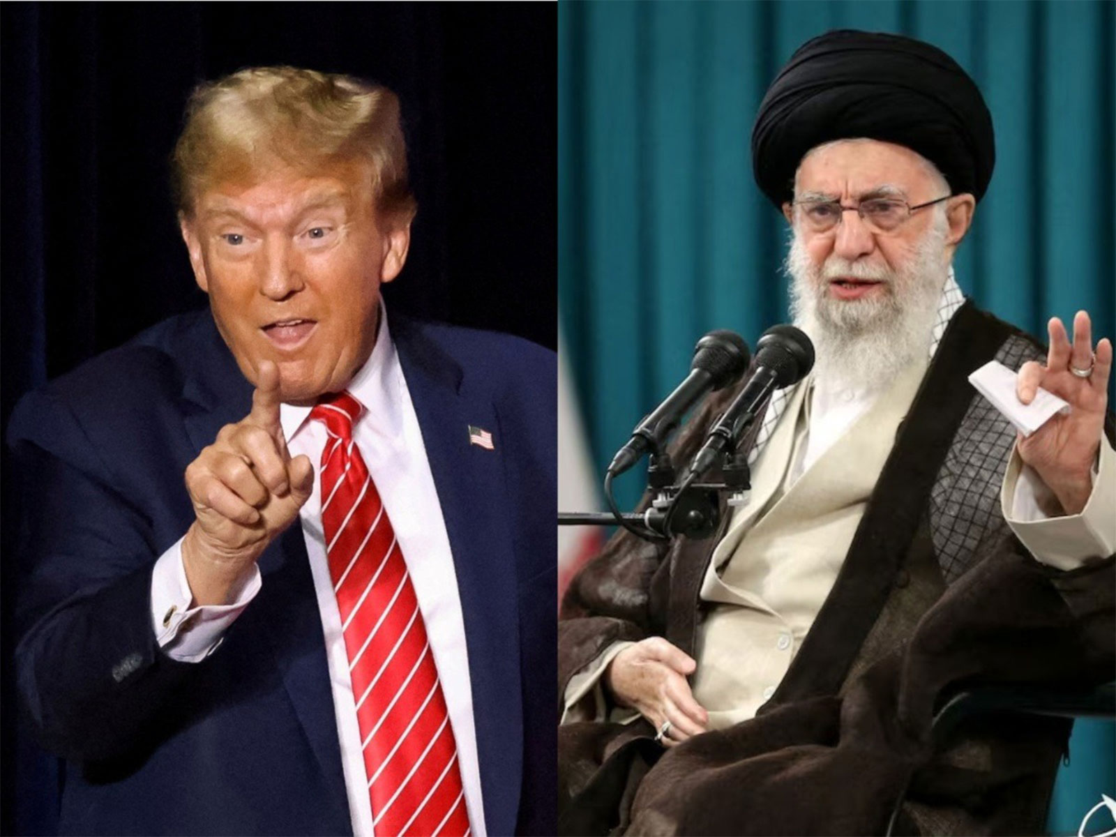 US President Donald Trump and Iran’s Supreme Leader Ayatollah Ali Khamenei (on right) (Image Source: Reuters)