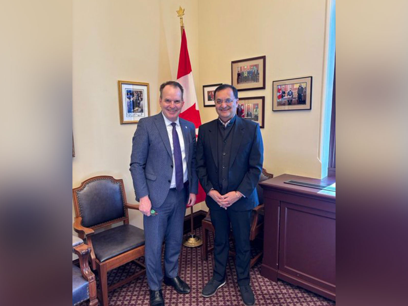 High Commissioner Dinesh K Patnaik meets Canadian Transport Minister Steve Mackinnon (Photo/X/@HCI_Ottawa) 