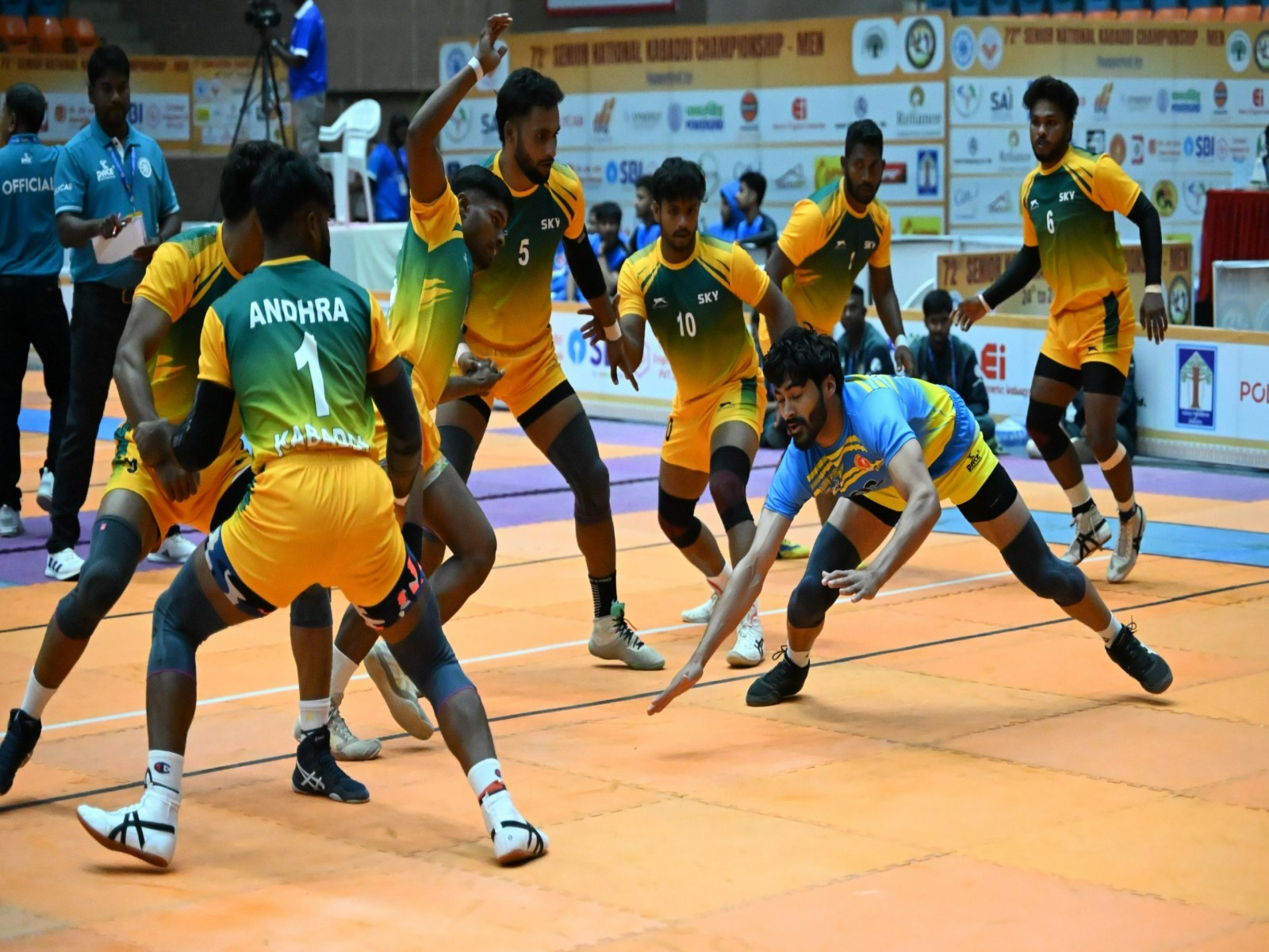 A kabaddi match in progress during the 72nd Senior Nationals Men’s Kabaddi Championship 2026 (Photo: Senior Nationals Men’s Kabaddi Championship)