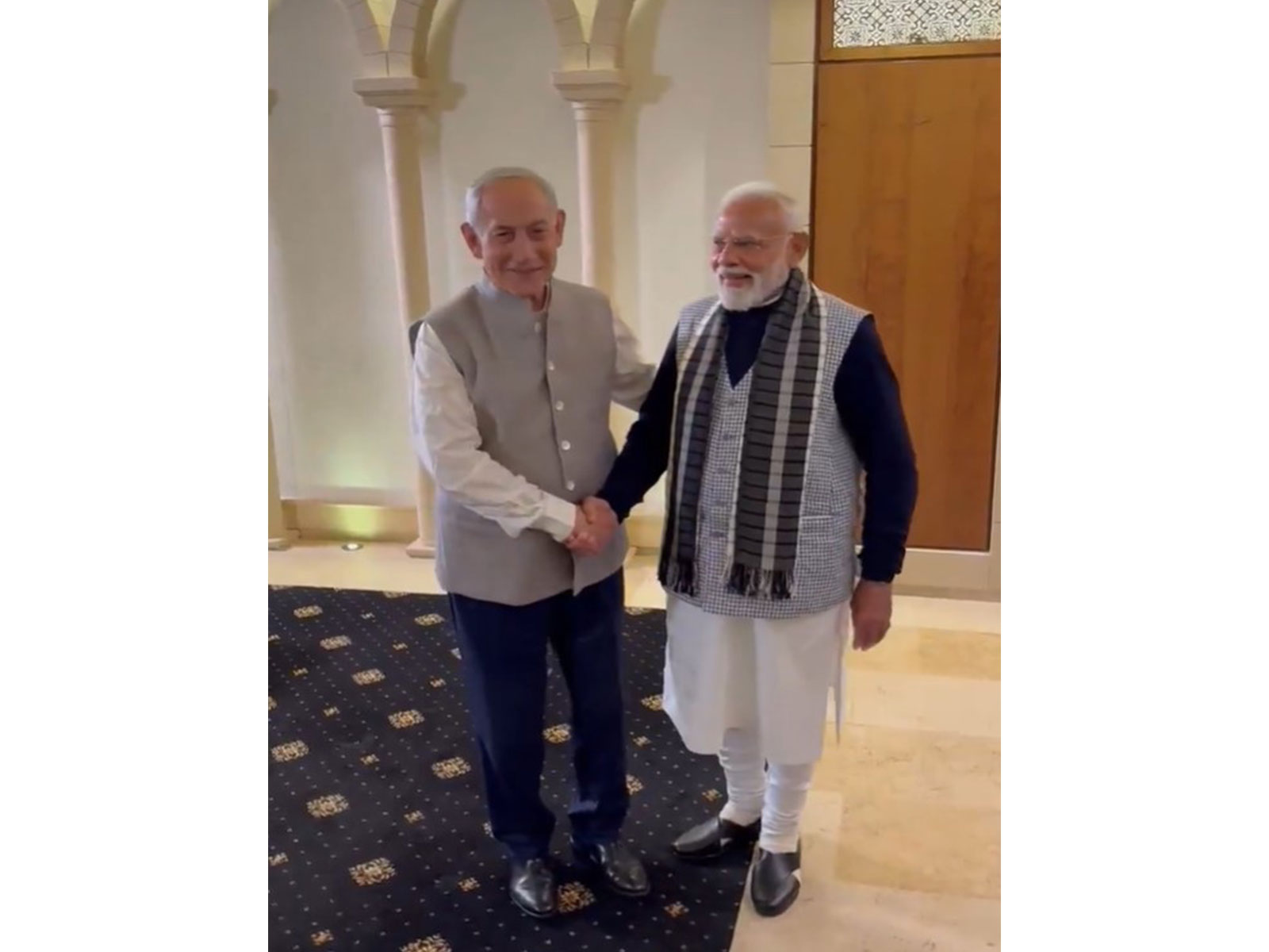 Israeli PM Netanyahu wearing tradition Indian attire at the joint dinner (Photo/X/@netanyahu)