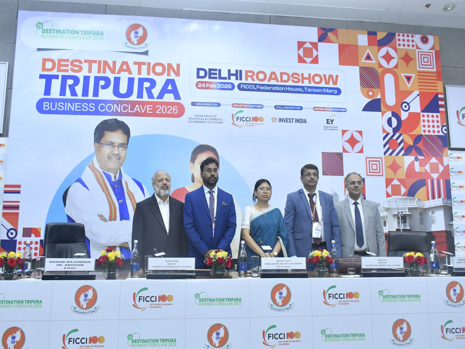 Smt. Santana Chakma, Hon’ble Minister for Industries & Commerce, Government of Tripura, with senior officials of the State Government and FICCI at the Delhi Roadshow