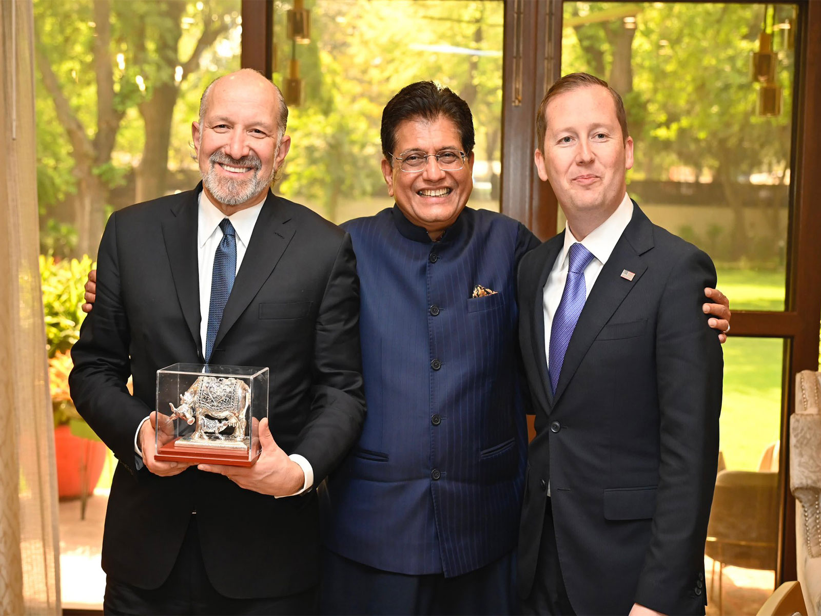 Piyush Goyal host Howard Lutnick and Sergio Gor. (Photo: X/PiyushGoyal)