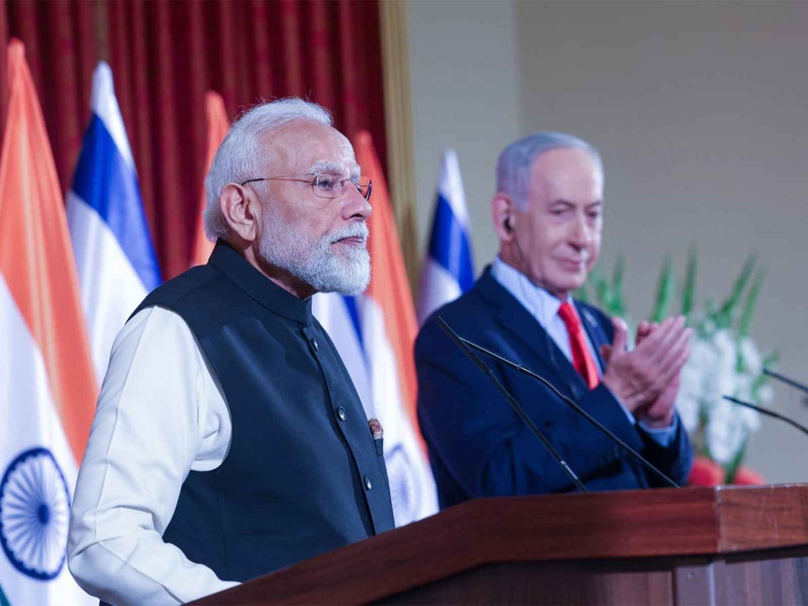 PM Modi, PM Netanyahu at the presser (Photo: X@MEAIndia)