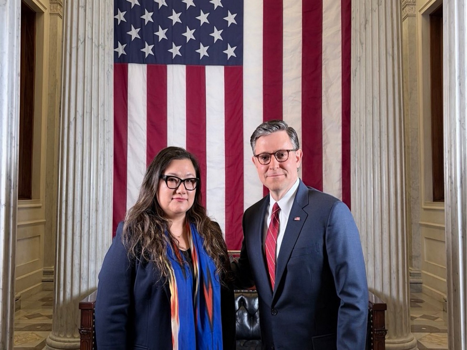 Mike Johnson with Ziba Murat (Photo/ X@CUyghurs)