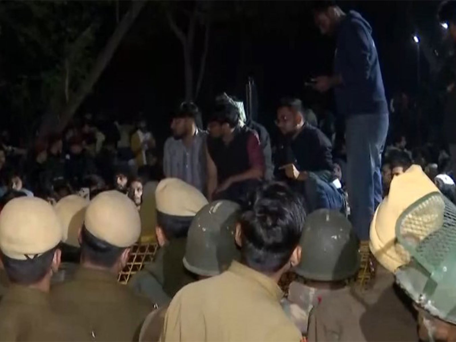 Protesters outside JNU on February 26, 2026 (File Photo/ANI)