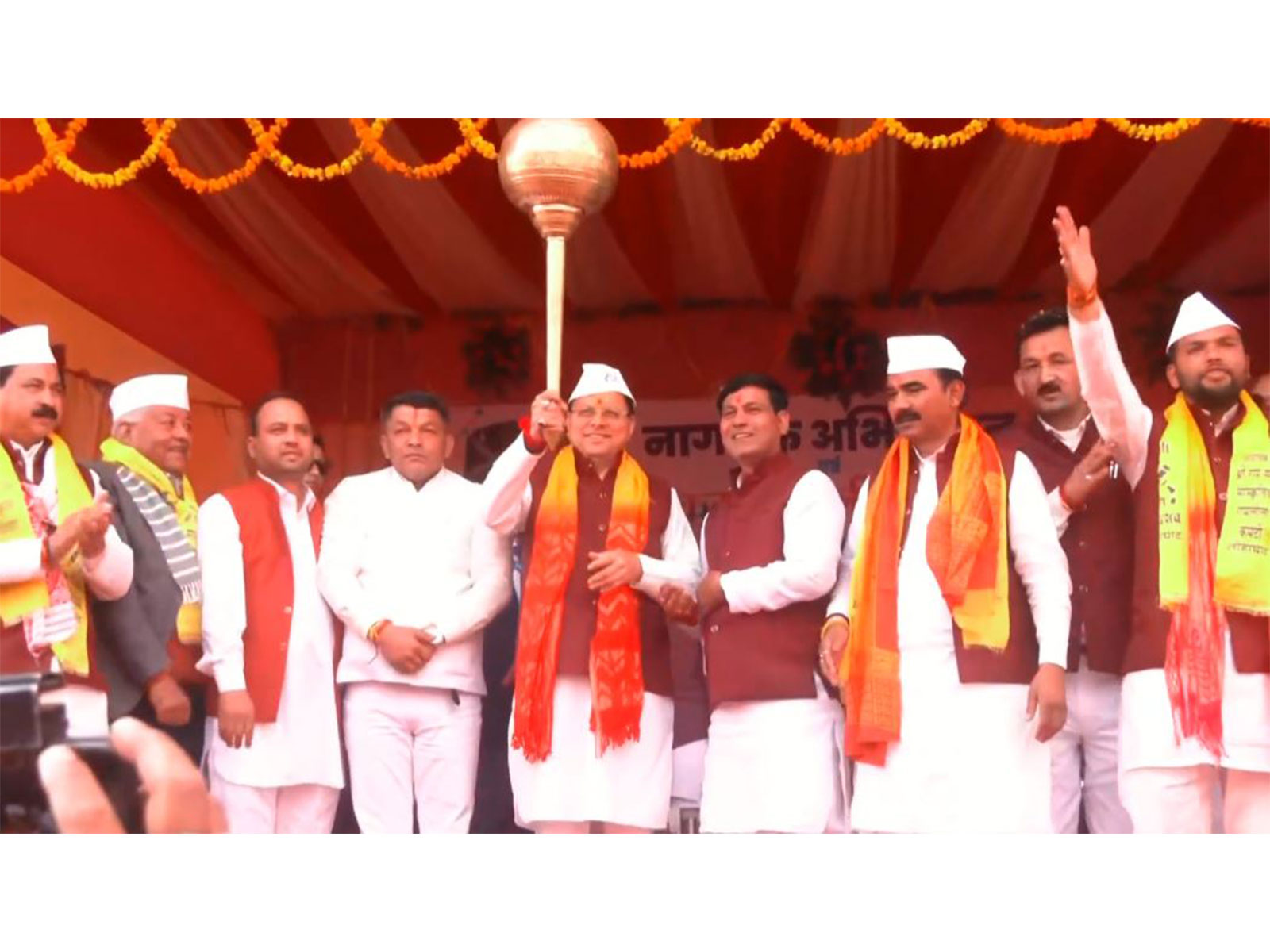 CM Pushkar Singh Dhami joins Kali Kumaon Holi Rang Mahotsav (Photo/ANI)