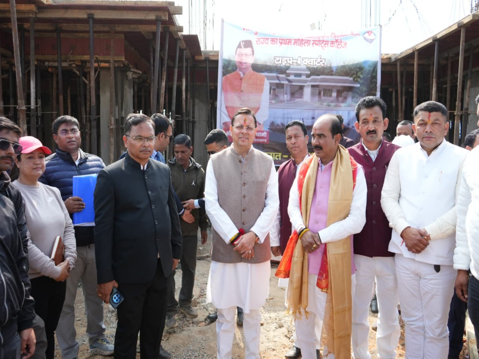 Uttarakhand CM Dhami during an inspection work in Lohaghat. (Photo/Uttarakhand CMO)
