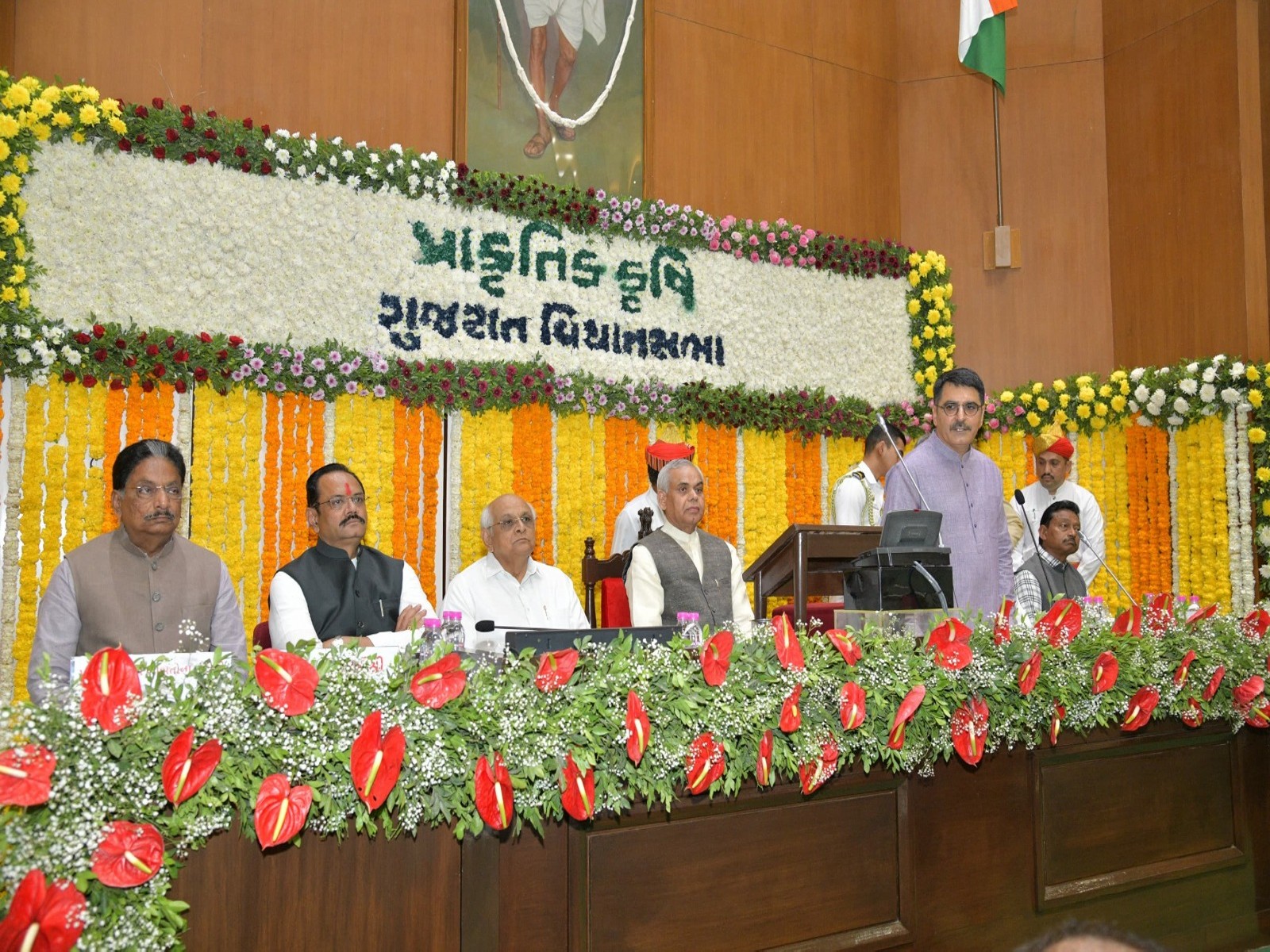 Governor of Gujarat Acharya Devvrat adressing atGujarat Legislative Assembly (Photo/ANI)