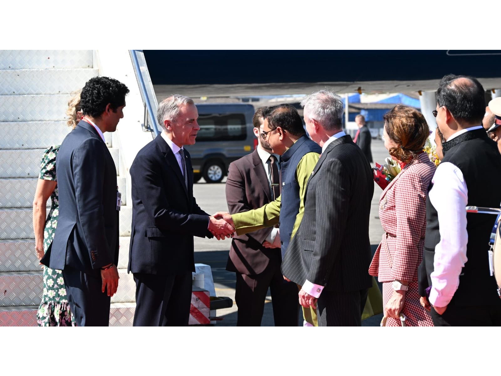 Canadian Prime Minister Mark Carney and his wife, Diana Fox Carney, are received by Maharashtra Minister Jaykumar Rawal upon their arrival in Mumbai during his first official visit to India. (Photo: X/@MEAIndia) Canadian Prime Minister Mark Carney and his wife, Diana Fox Carney, are received by Maharashtra Minister Jaykumar Rawal upon their arrival in Mumbai during his first official visit to India. (Photo: X/@MEAIndia)