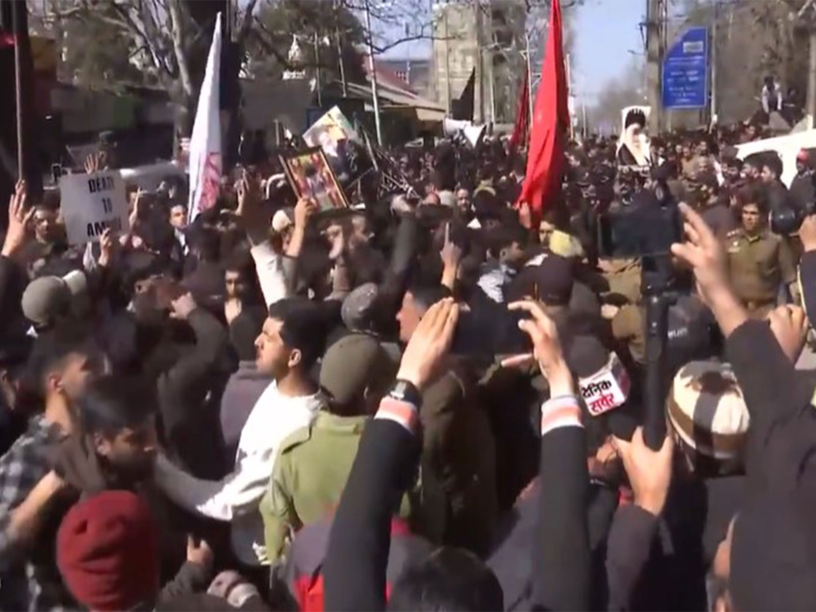 Visual from the protest in Srinagar Jammu and Kashmir (Photo/ANI)