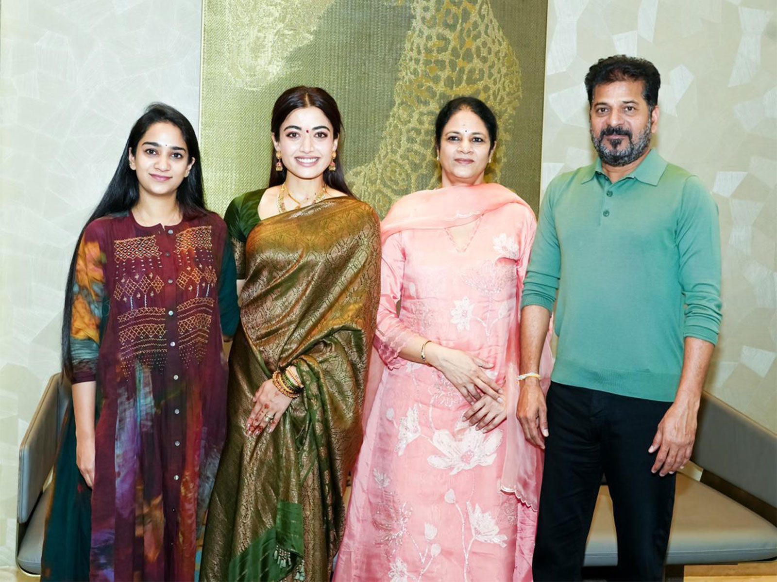 Rashmika Mandanna meets Telangana CM Revanth Reddy (Image source: Telangana CMO)