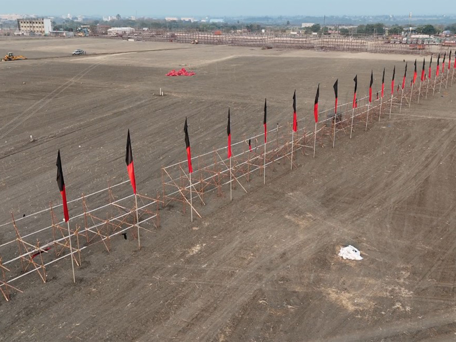 Preparations underway at Siruganur for DMK’s massive Tiruchirappalli State Conference on March 9 (Photo/ANI)