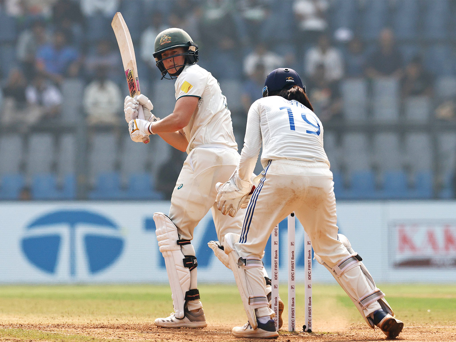 Australia Women and India Women cricketers in action during a test match (Photo: ANI) 