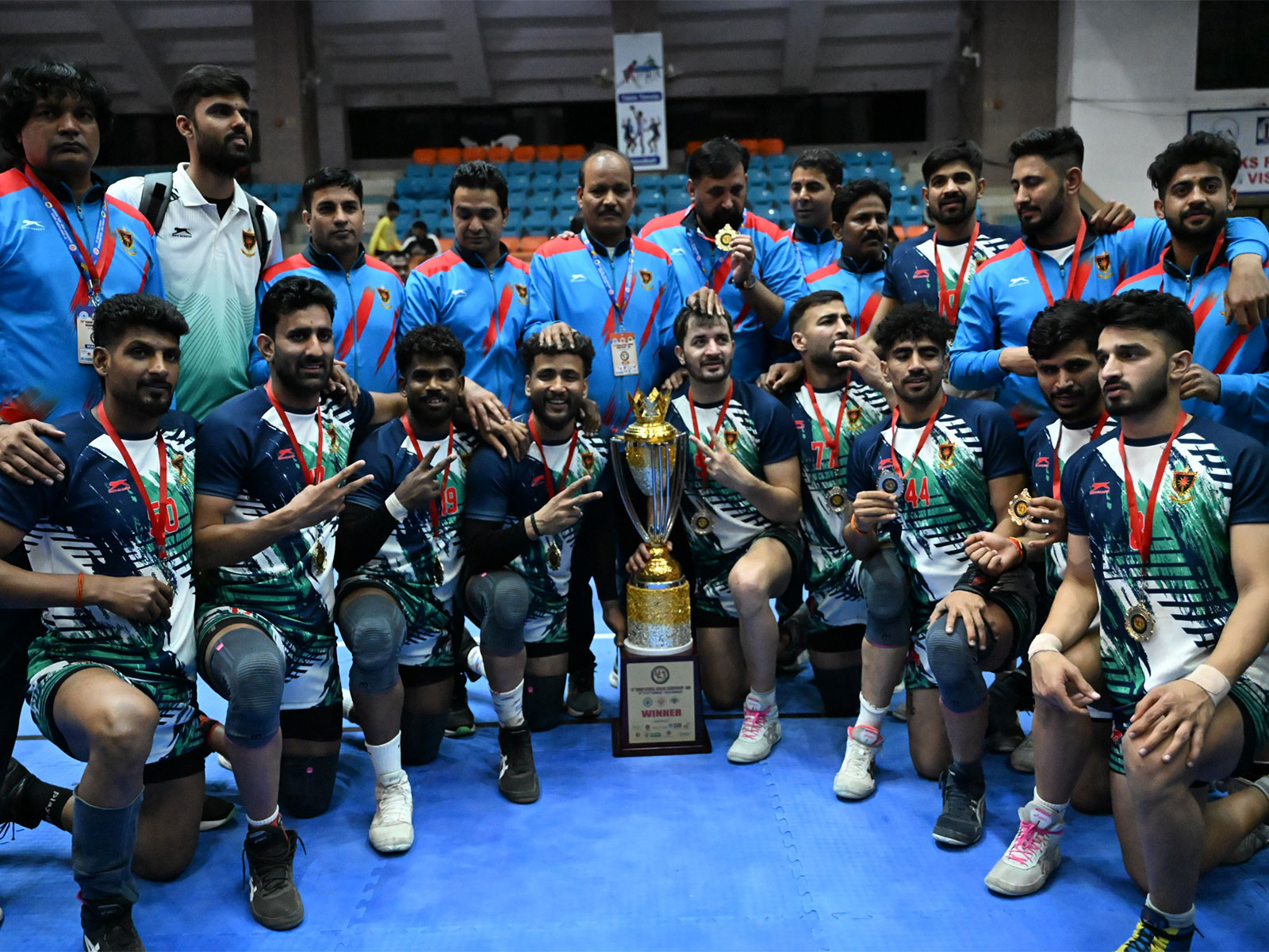 Indian Railways team with the trophy. (Photo/Senior Men’s National Kabaddi Championship)