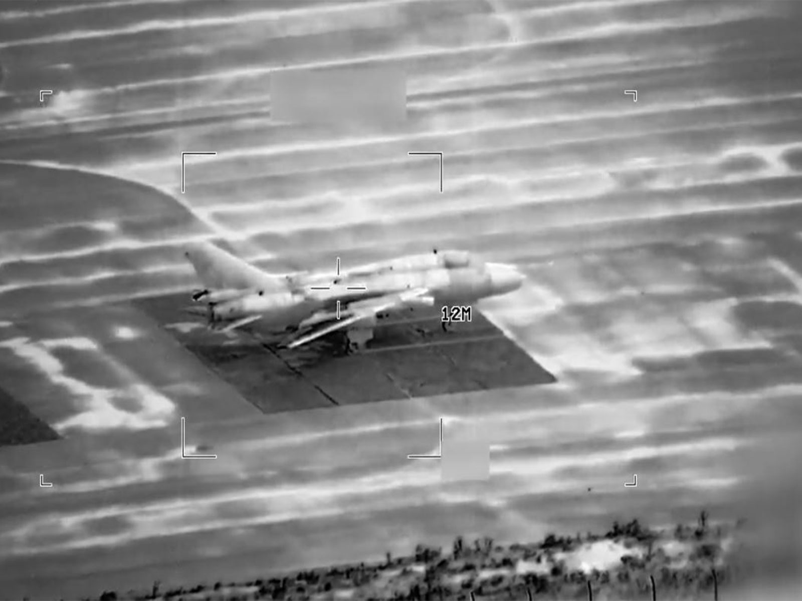 Drone Image of an Iranian asset prior to it being bombed (Photo/@CENTCOM)