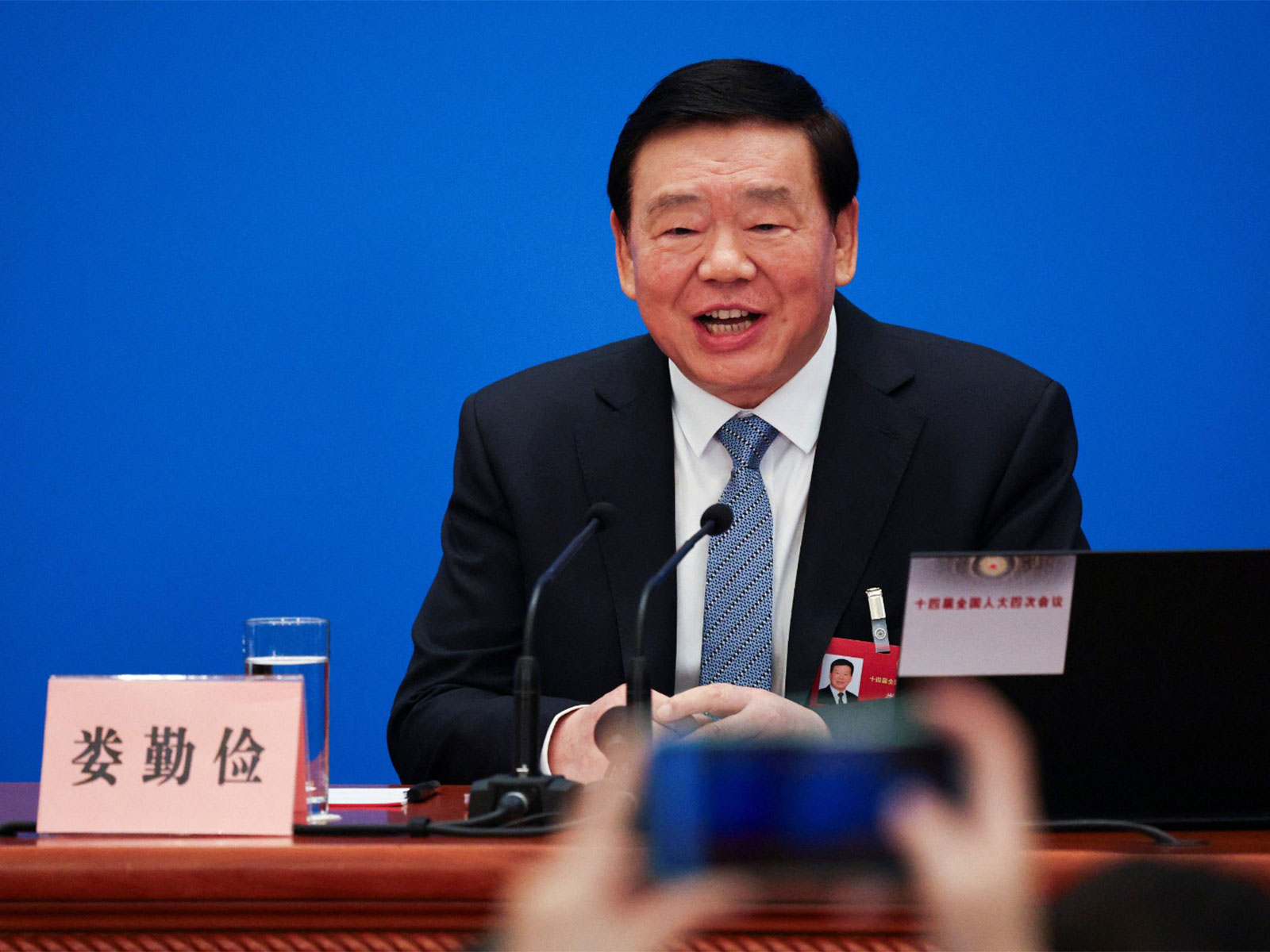 Lou Qinjian, spokesman for the fourth session of the 14th National People's Congress (Photo/Reuters)