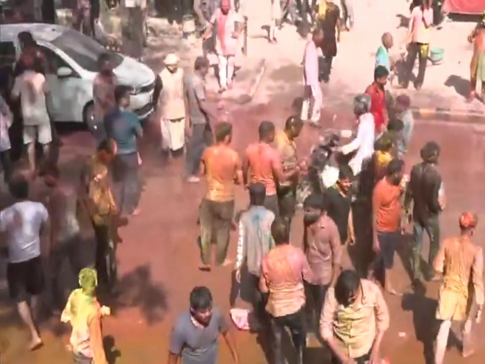People in Vridavan Celebrating Holi