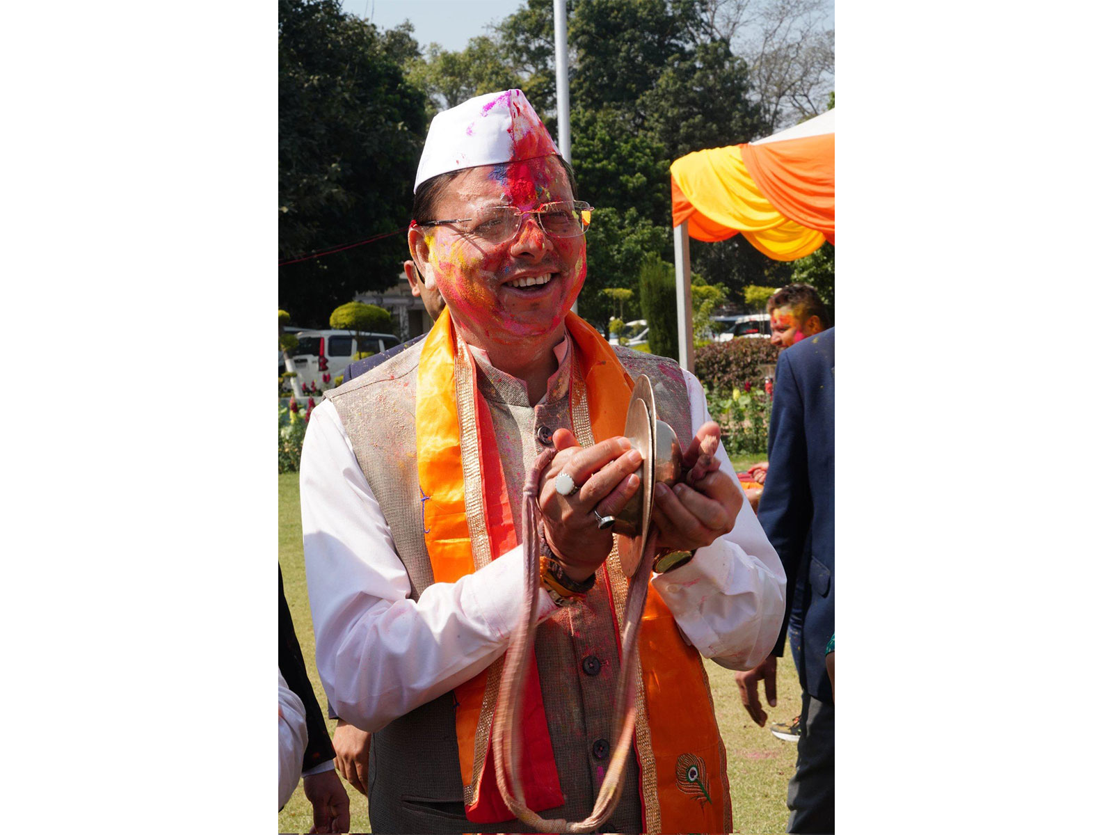 Uttarakhand CM Pushkar Singh Dhami celebrates Holi with public at
