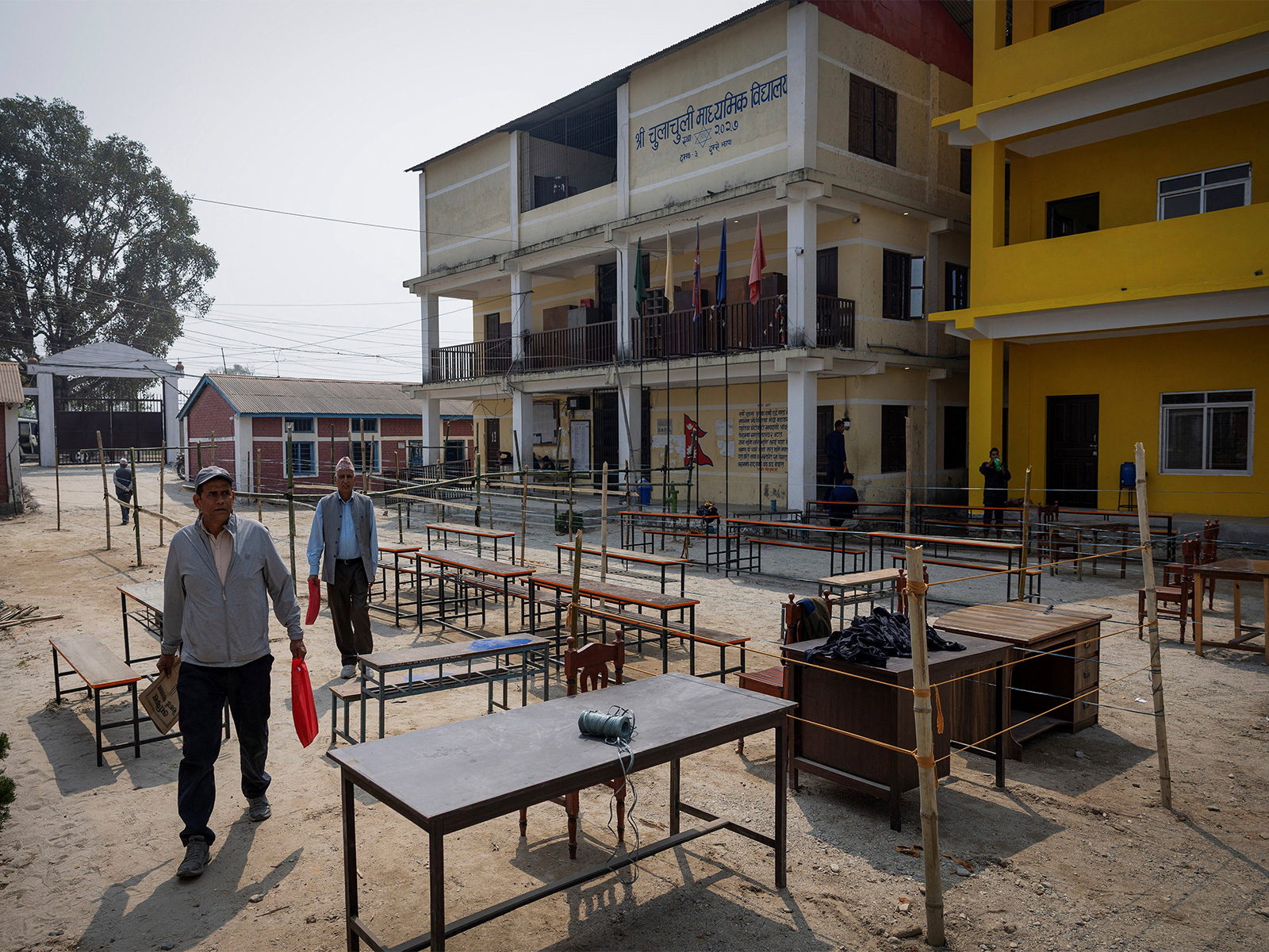 Preparations at a polling booth in Nepal (Photo/Reuters)