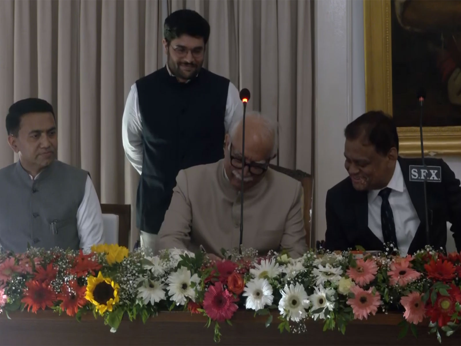 Visuals from the swearing-in ceremony of newly appointed Goa Lokayukta at Raj Bhavan (Photo/ANI)