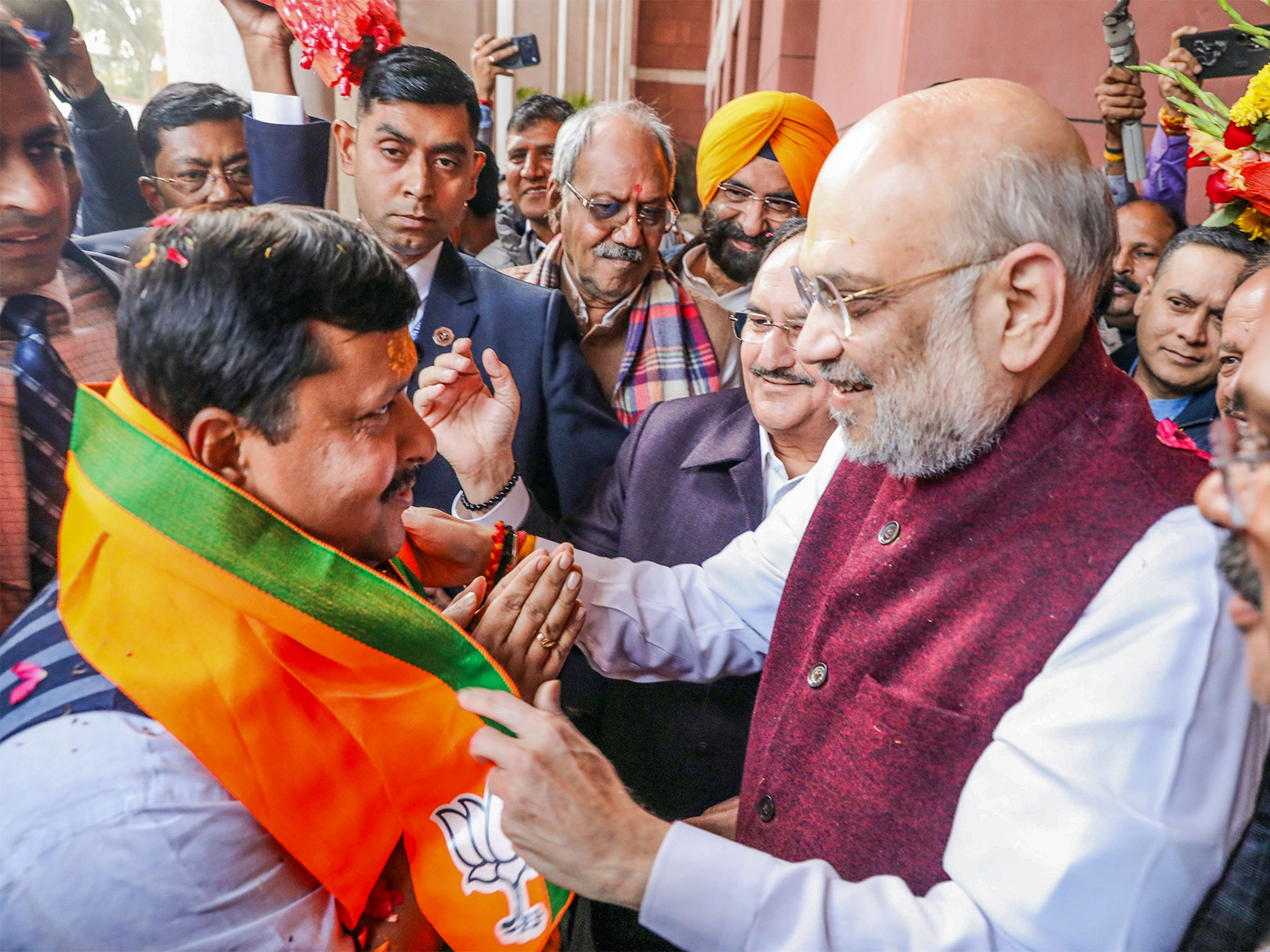 Union Home Minister Amit Shah with BJP president Nitin Nabin (Photo/ANI)