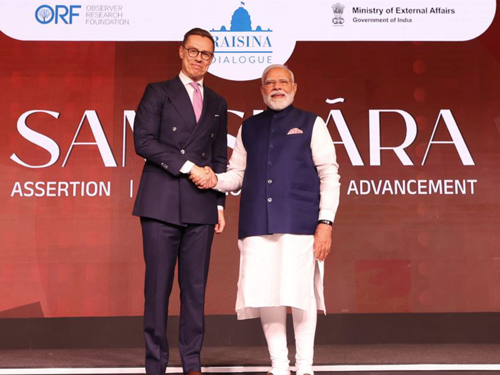 PM Modi with Finland PM Alexander Stubb at the Raisina Dialogue (Photo/Raisina Dialogue)
