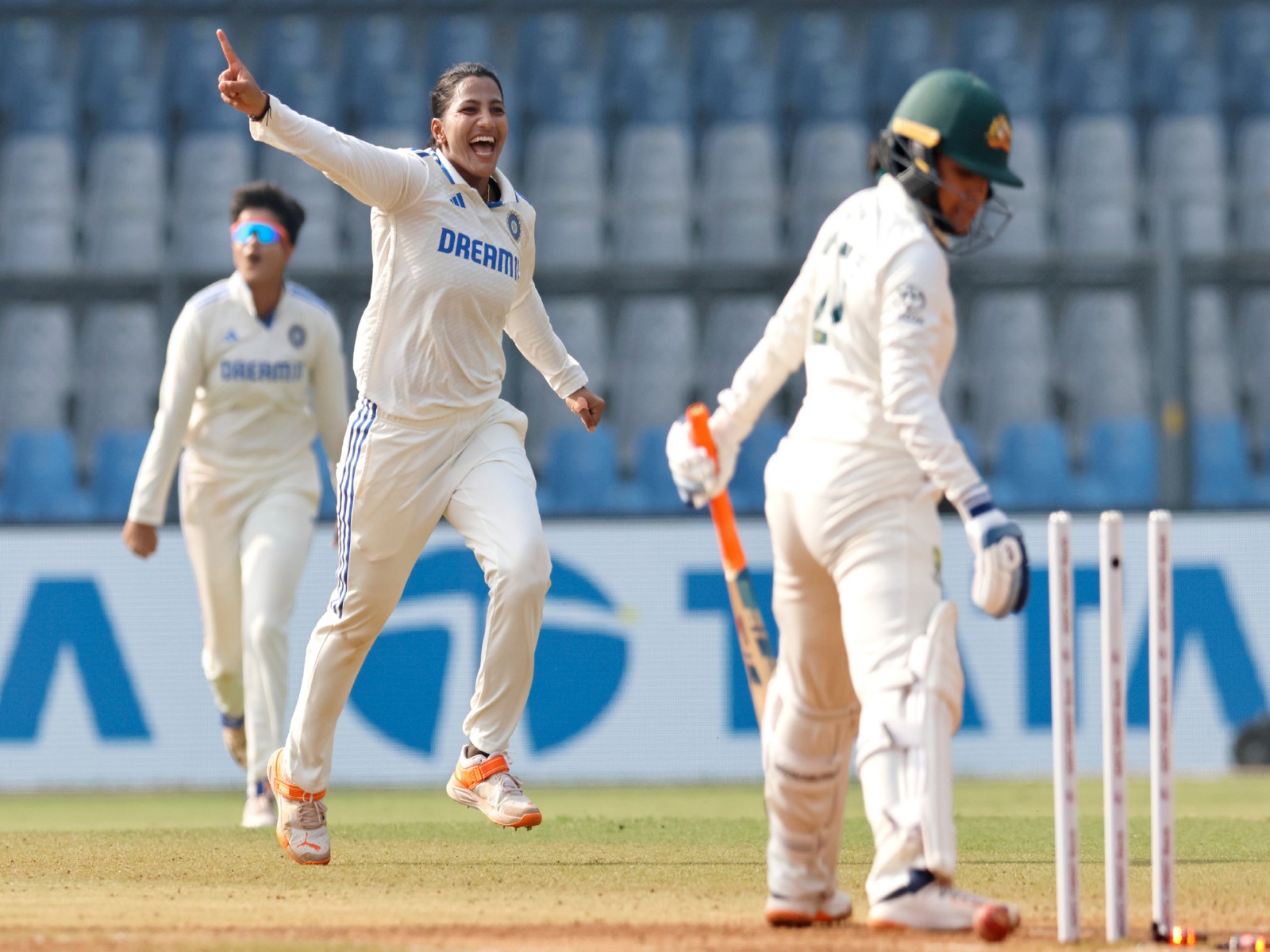 India and Australia's women cricketers in action during a Test match (Photo: ANI)