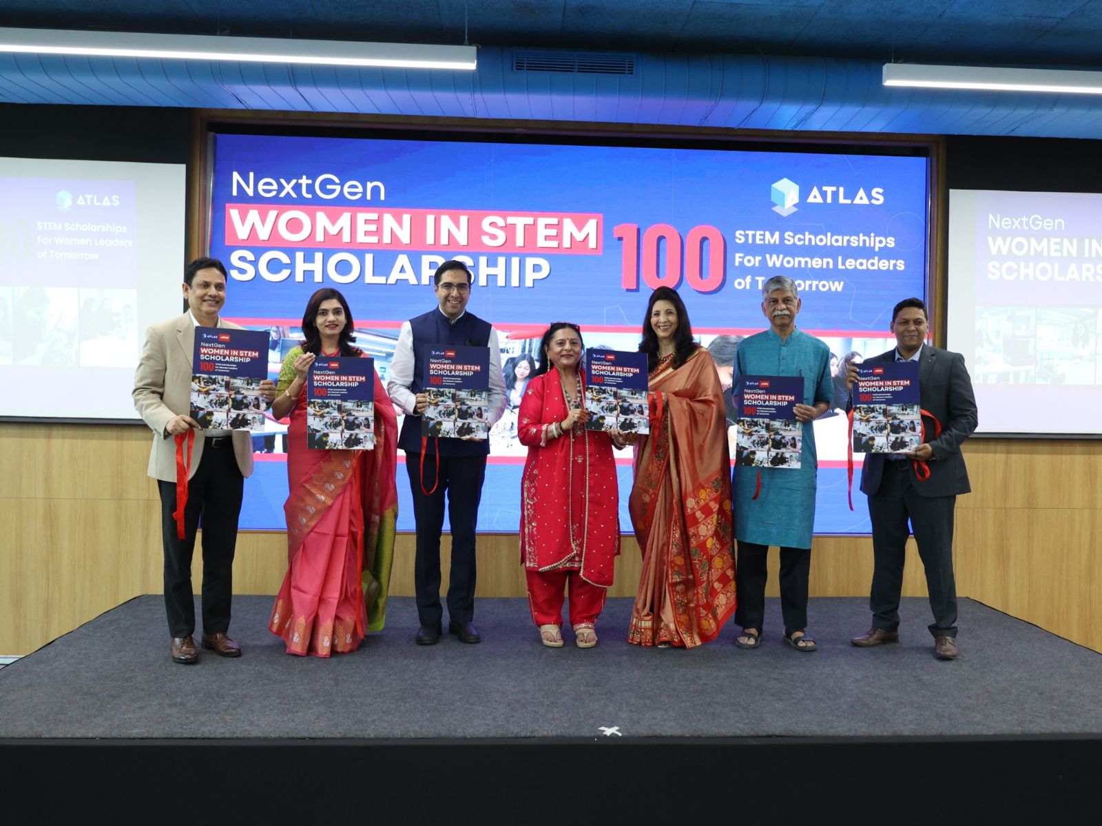 Dr. Manju Lodha with senior faculty members at the launch of ATLAS SkillTech University’s NextGen Women in STEM Scholarship