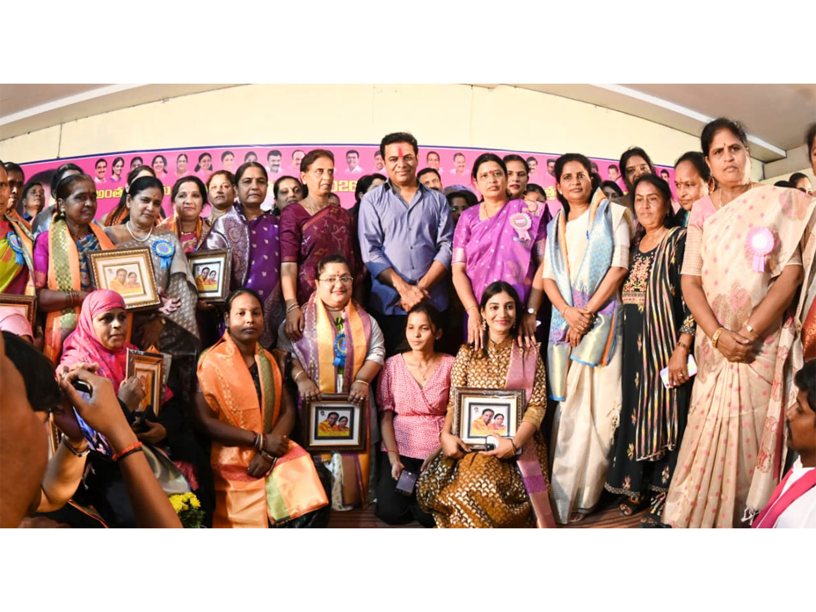 International Women’s Day celebrated grandly at Chandanagar with Bharat Rashtra Samithi (BRS) working president KT Rama Rao (KTR) (Photo/ANI)