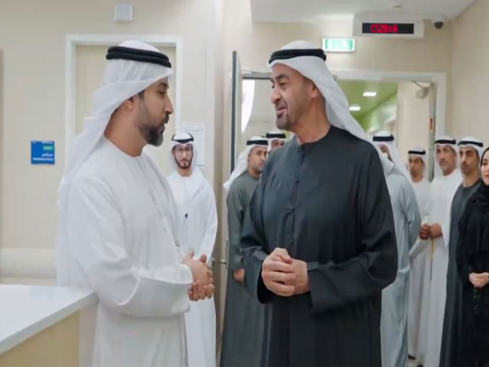 UAE President at the hospital where five civilians were injured (Photo/X@UAE Media Office)