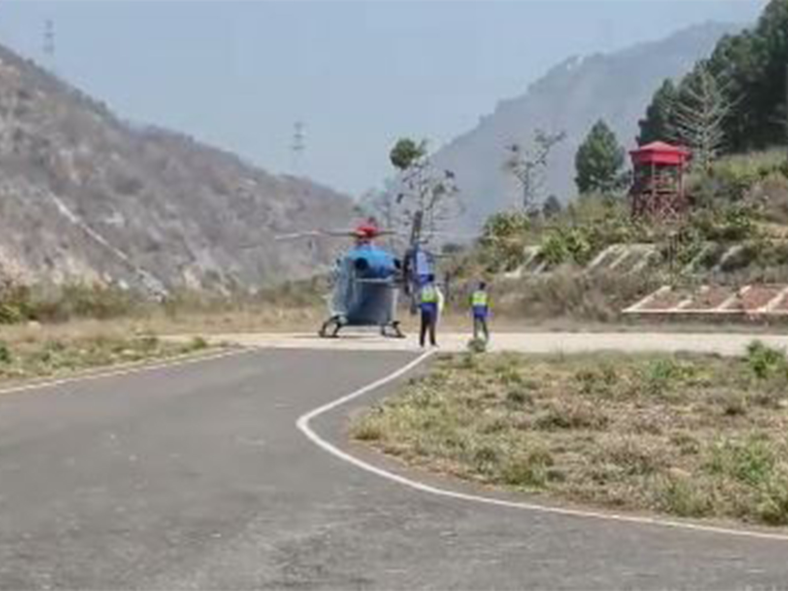 The governor's helicopter landed at the GVK helipad (Photo/ANI)