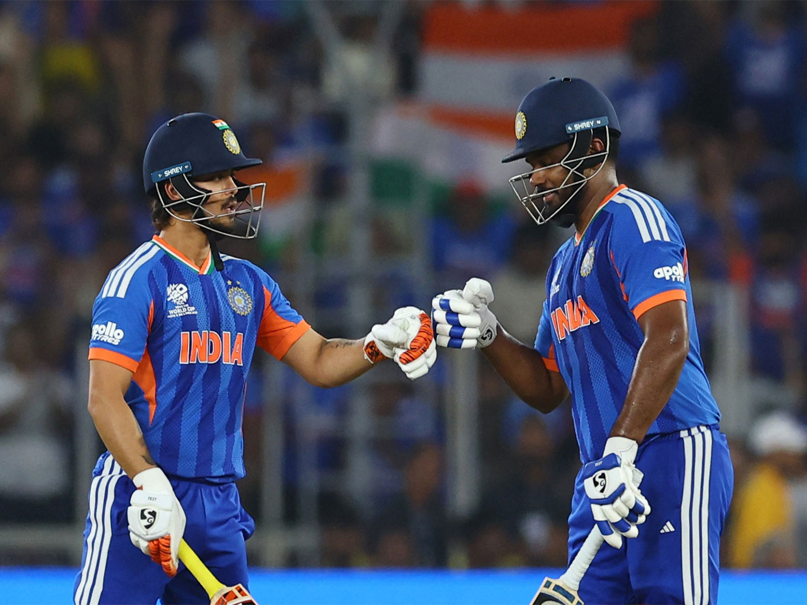 Ishan Kishan bumps fists with Sanju Samson. (Photo/Reuters) Ishan Kishan bumps fists with Sanju Samson. (Photo/Reuters)