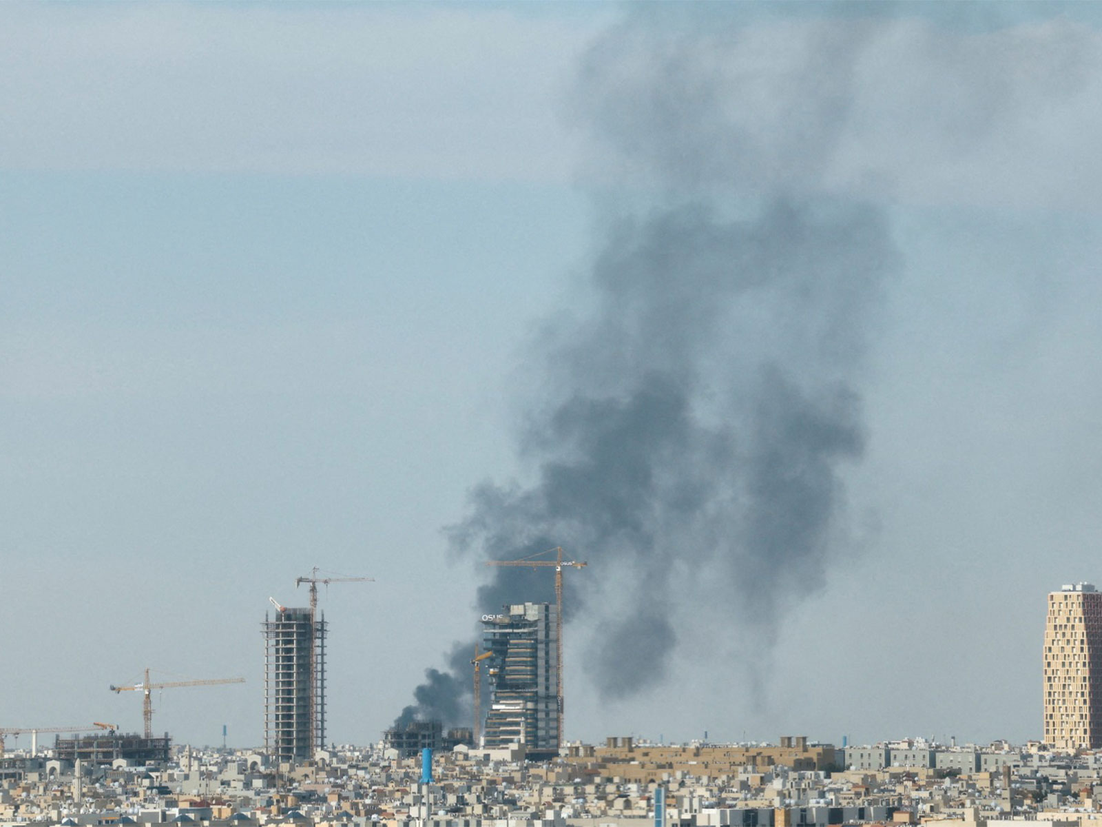 Smoke rises above Riyadh city, Saudi Arabia (Photo/ Reuters)