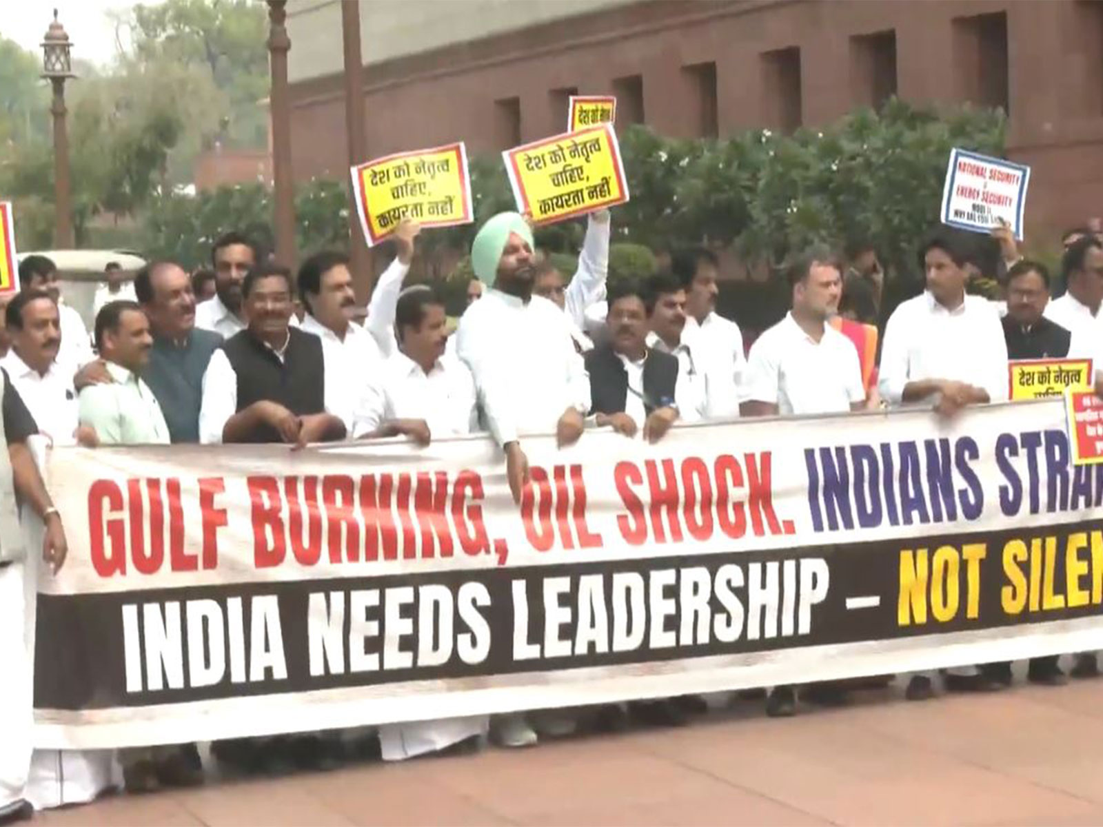 
    INDIA bloc MPs protest against Centre over West Asia conflict
    
