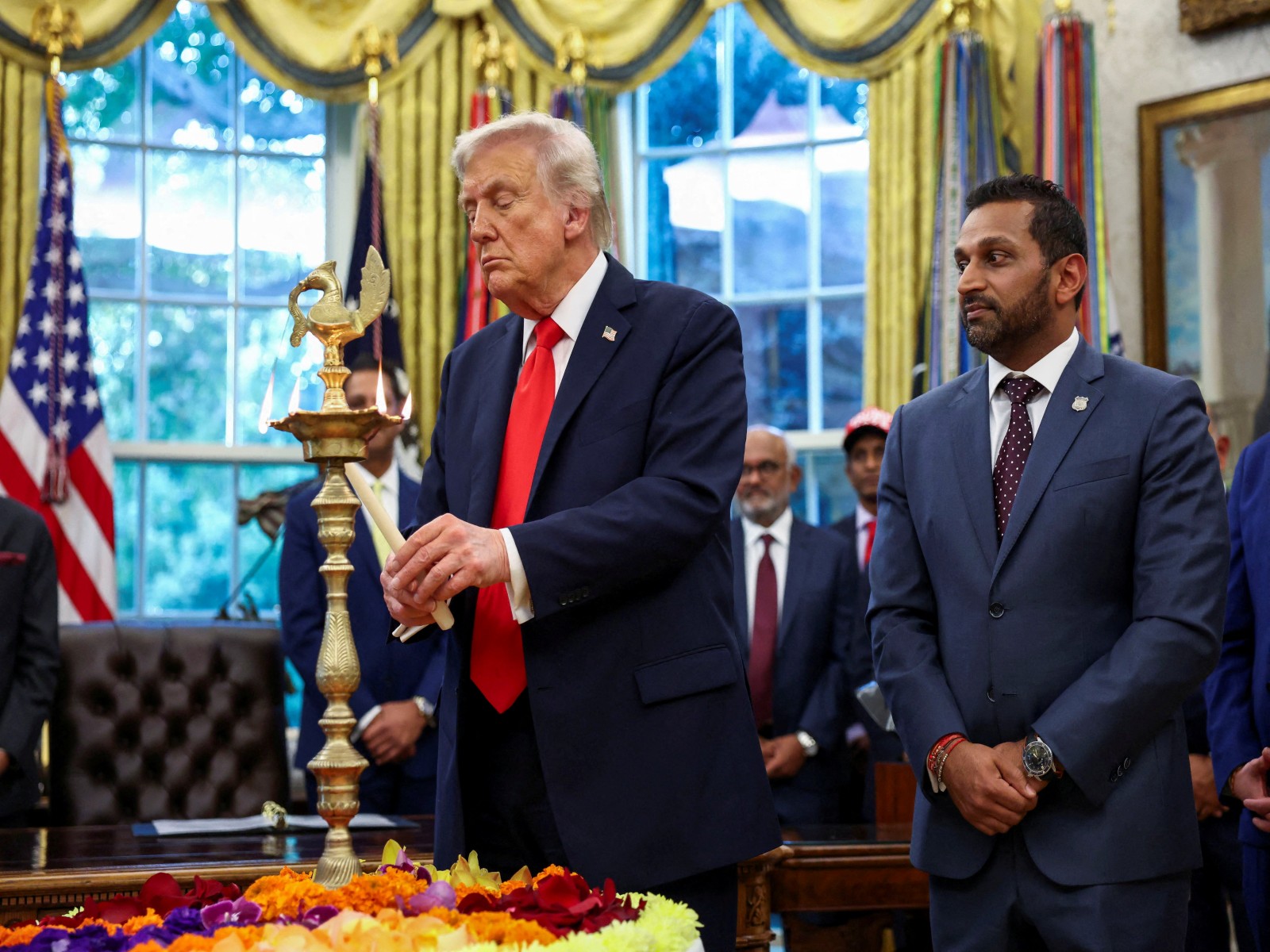 US President Donald Trump with FBI Director Kash Patel during Diwali celebrations at White House (File Photo/Reuters)