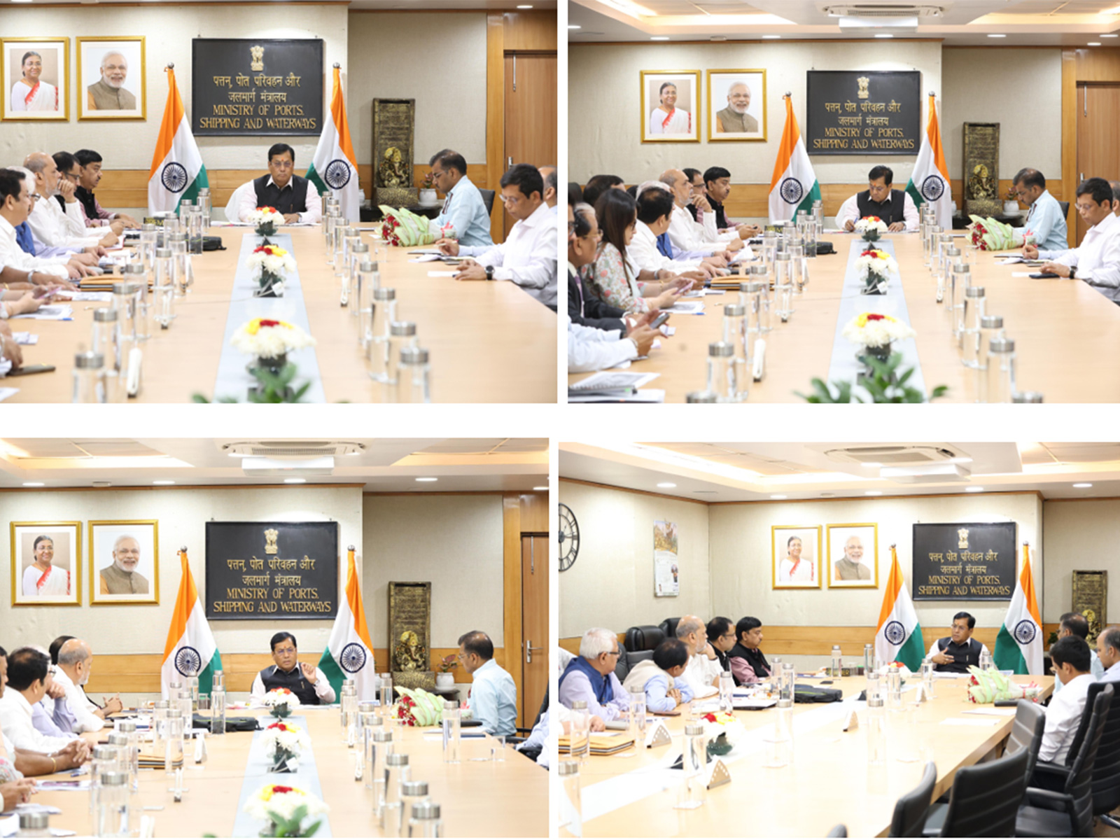 Union Minister Sarbananda Sonowal chairs meeting (Photo/Ministry of Ports, Shipping and Waterways)