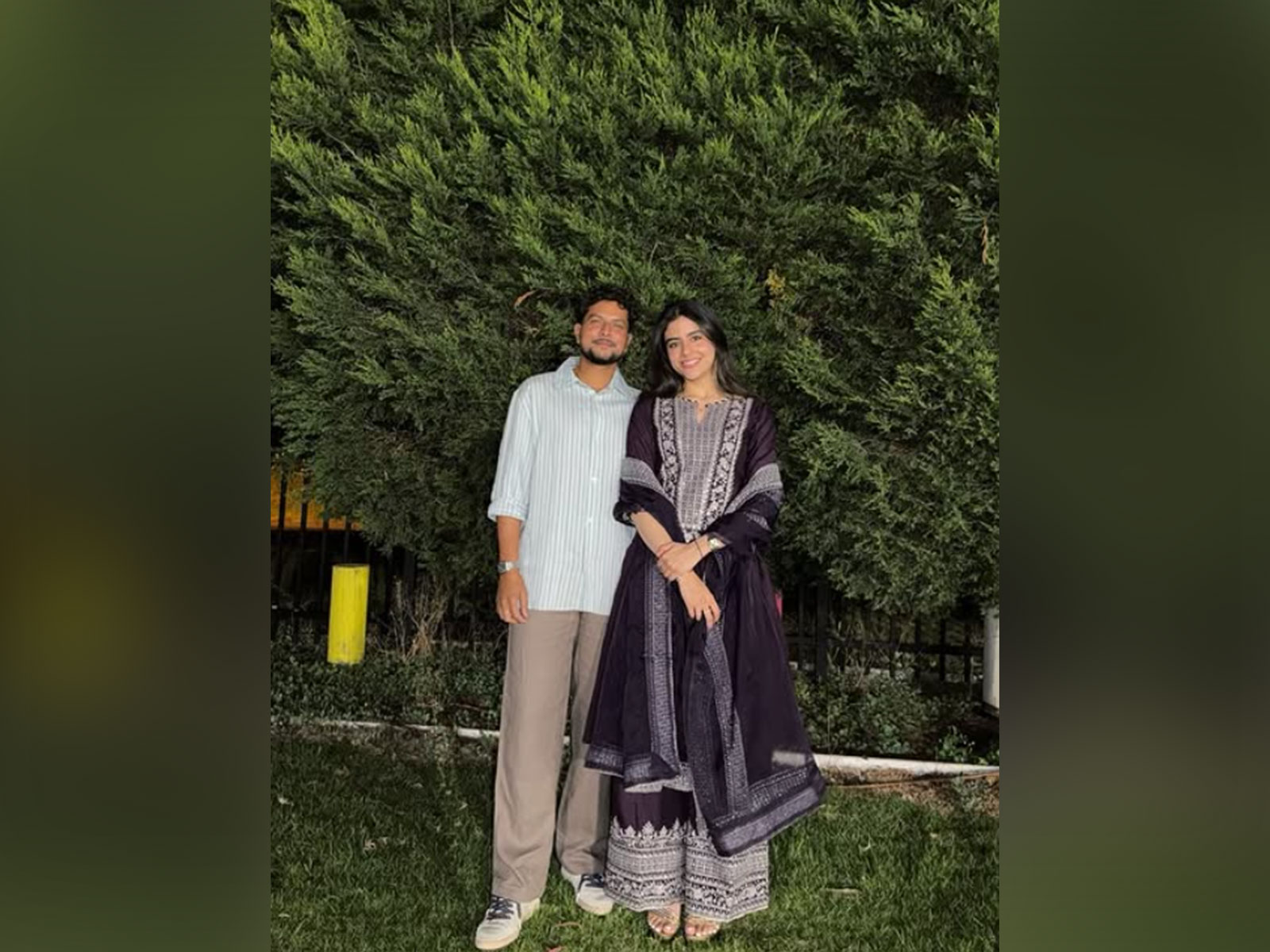 Kuldeep Yadav with fiancee Vanshika (Photo/Instagram/@kuldeep_18)