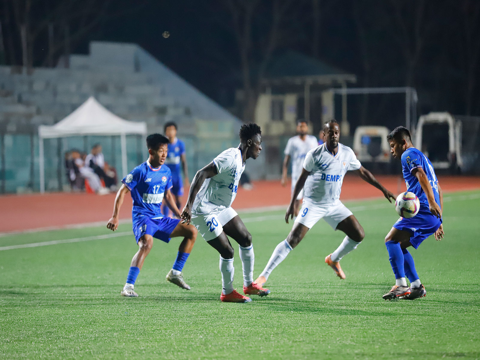 Chanmari FC players against Dempo SC in the IFL. (Photo/AIFF Media)