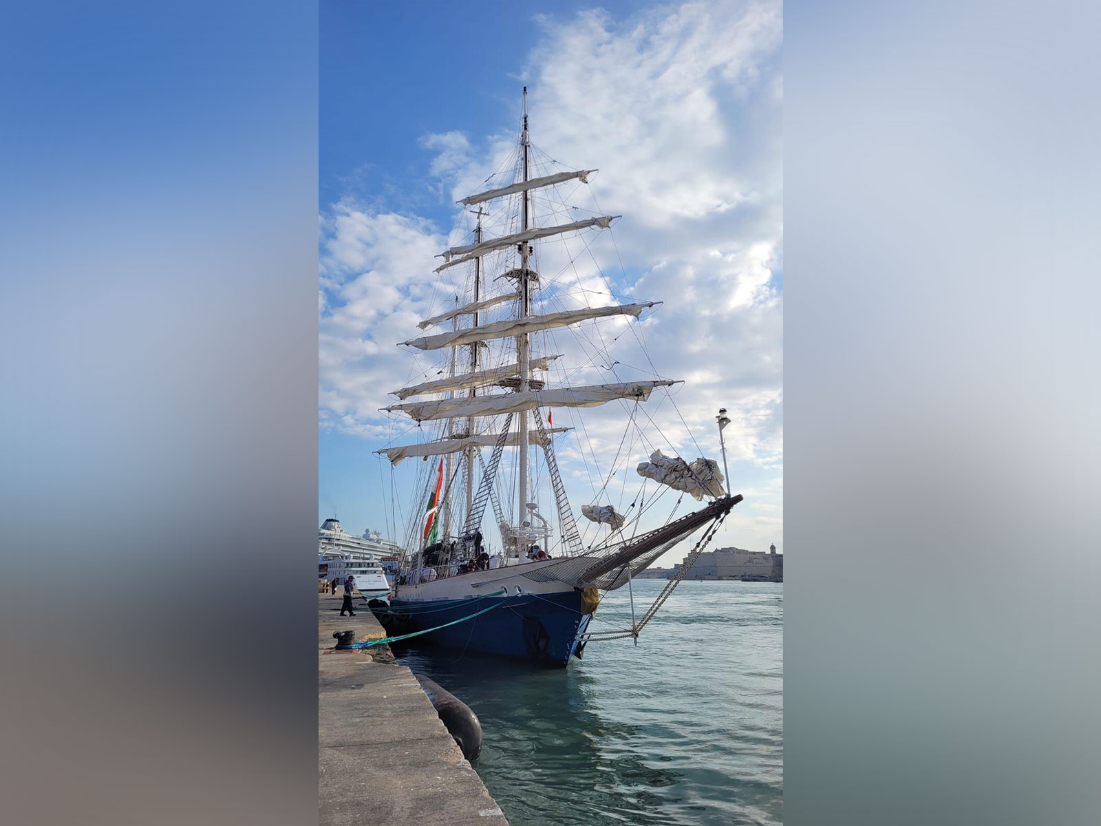 Indian Naval Sail Training Ship INS Sudarshini arrives at the historic port of Valletta, Malta, during its transoceanic expedition Lokayan-26. (Photo: X/@indiannavy)