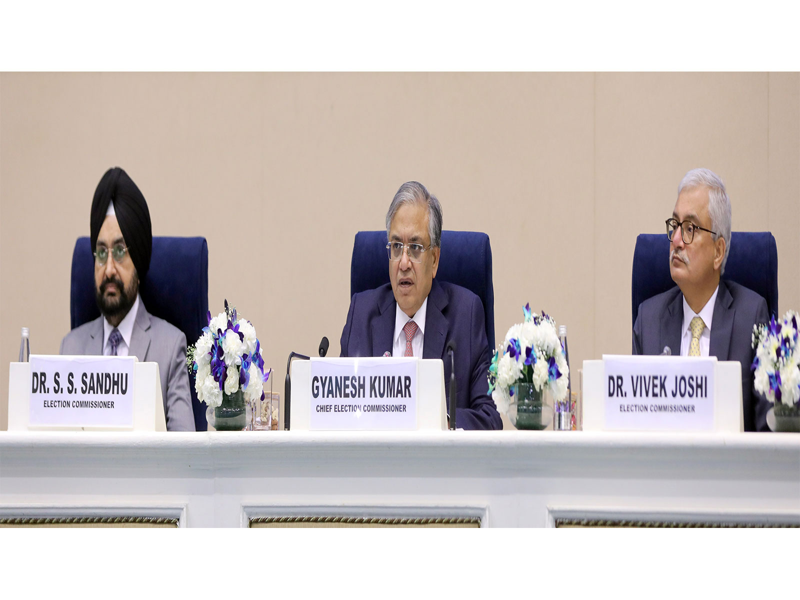 Chief Election Commissioner Gyanesh Kumar, along with Election Commissioners Vivek Joshi and Sukhbir Singh Sandhu (Photo/ANI) Chief Election Commissioner Gyanesh Kumar, along with Election Commissioners Vivek Joshi and Sukhbir Singh Sandhu (Photo/ANI)