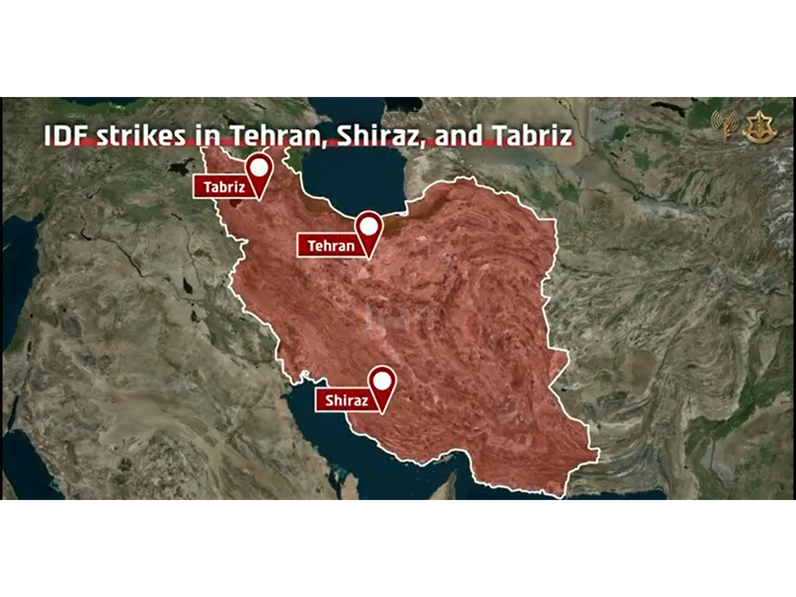 A map shared by the Israel Defence Forces (IDF) highlights strike locations in Tehran, Shiraz, and Tabriz during targeted operations against Iranian regime infrastructure across Iran. (Photo: X/@IDF) A map shared by the Israel Defence Forces (IDF) highlights strike locations in Tehran, Shiraz, and Tabriz during targeted operations against Iranian regime infrastructure across Iran. (Photo: X/@IDF)