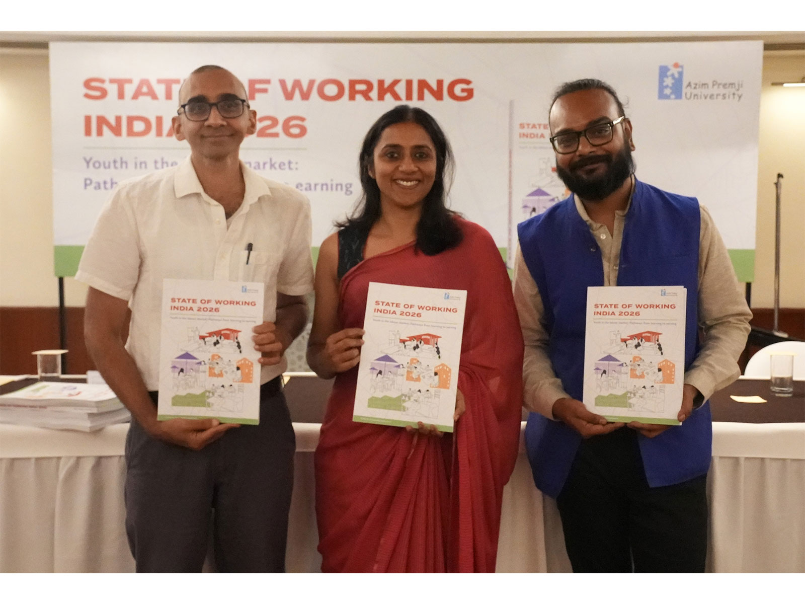 L-R: Amit Basole, Rosa Abraham & Tamoghna Halder from Azim Premji University
