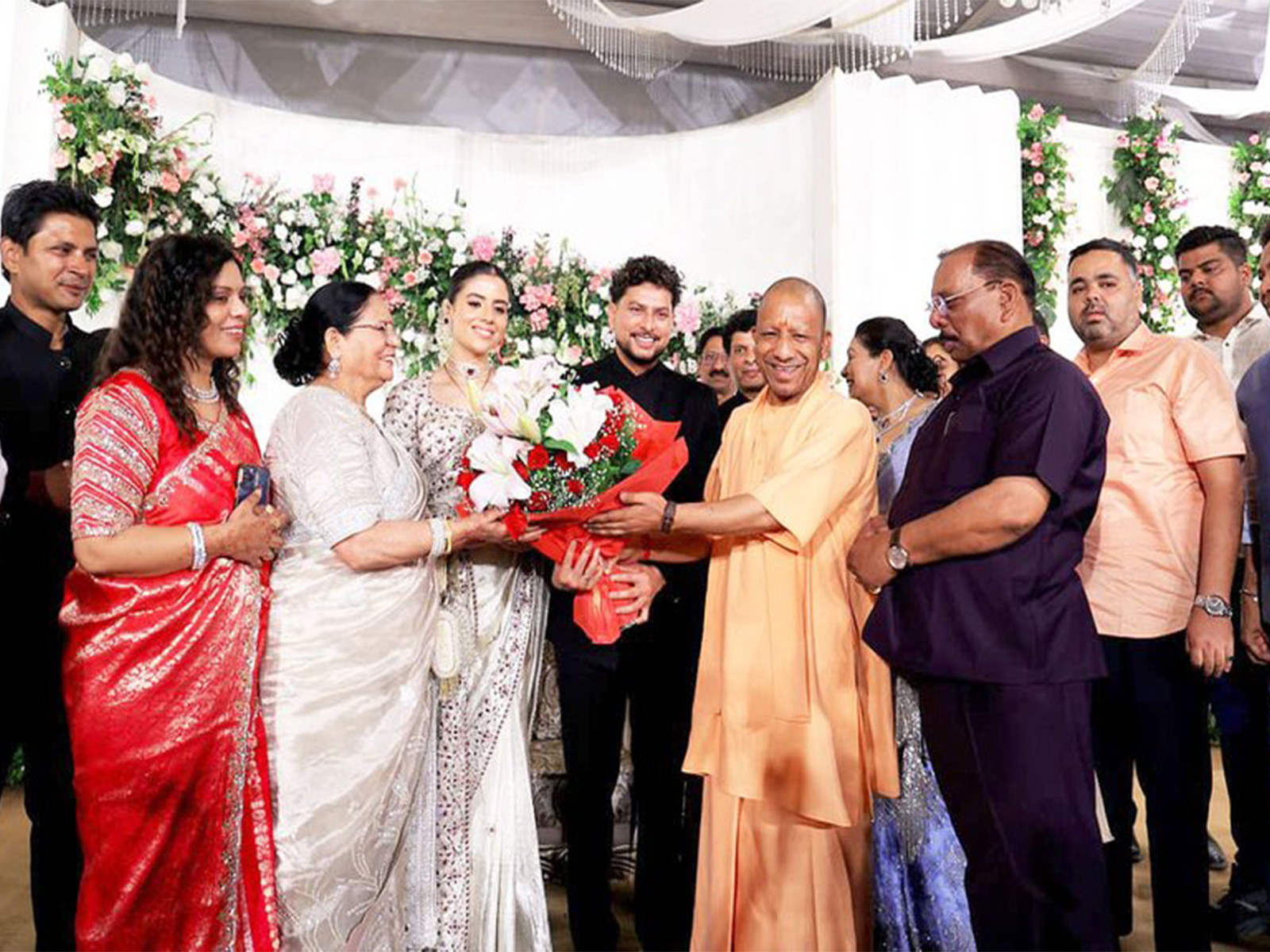 UP CM Yogi Adityanath attends Kuldeep Yadav’s wedding reception (Photo: @myogiadityanath/X)
