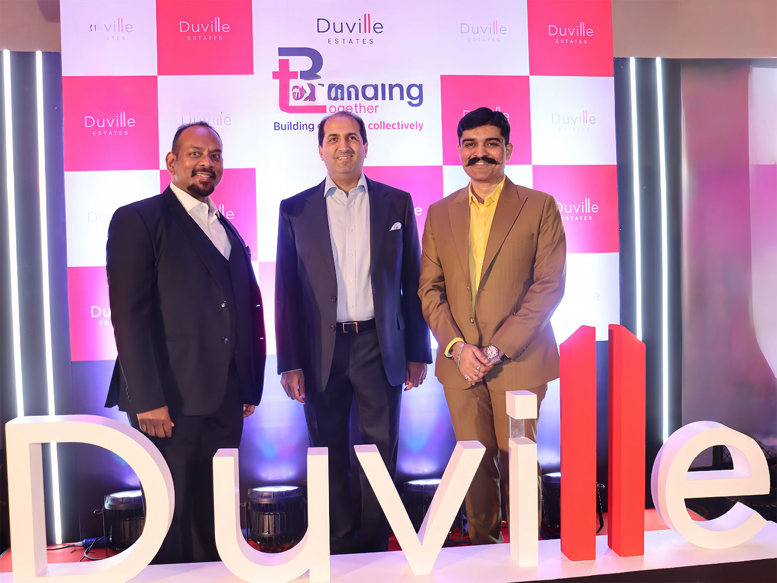 Mr. Tushad B. Dubash, Director, Duville Estates (centre), with Mr. Bennett Fernandes, Head – Marketing, Brand & Customer Engagement (left), and Mr. Vikrant Patil, Head of Sales (right)