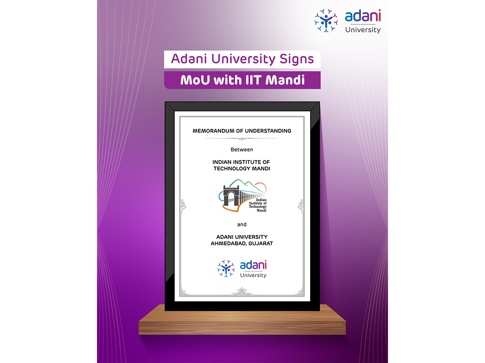 Adani University signs an MoU with IIT Mandi (Photo/@AdaniUniversity) Adani University signs an MoU with IIT Mandi (Photo/@AdaniUniversity)