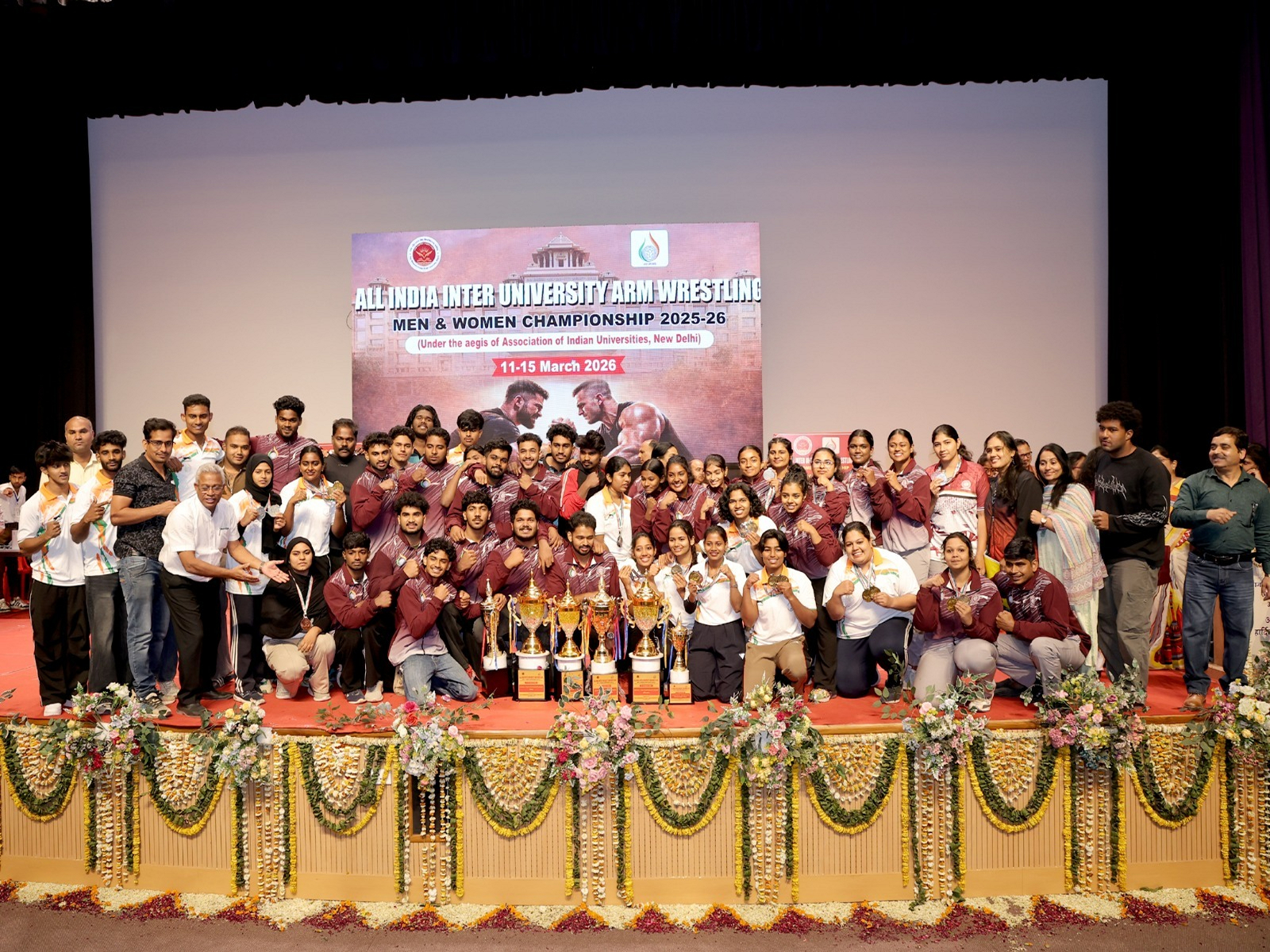 All India University Armwrestling Championship winners. (Photo/Association of Indian Universities) All India University Armwrestling Championship winners. (Photo/Association of Indian Universities)