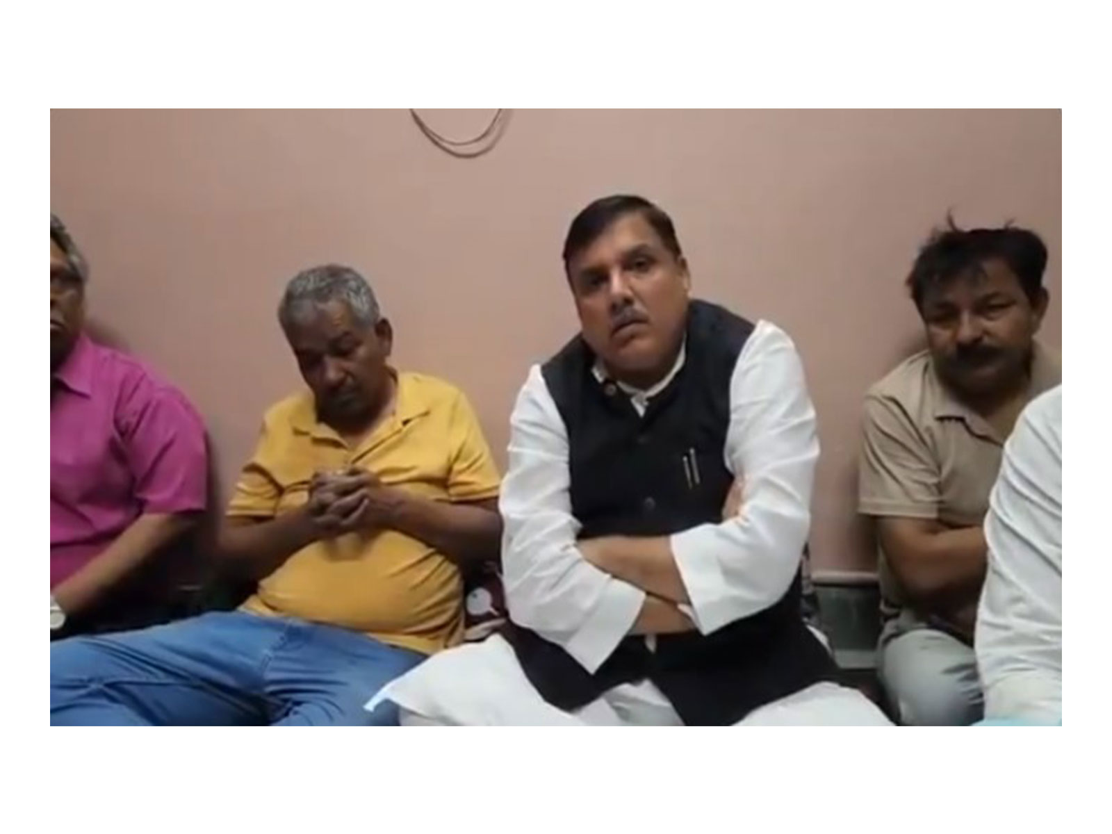 AAP MP Sanjay Singh meets with family of victim (Photo/X @SanjayAzadSln)